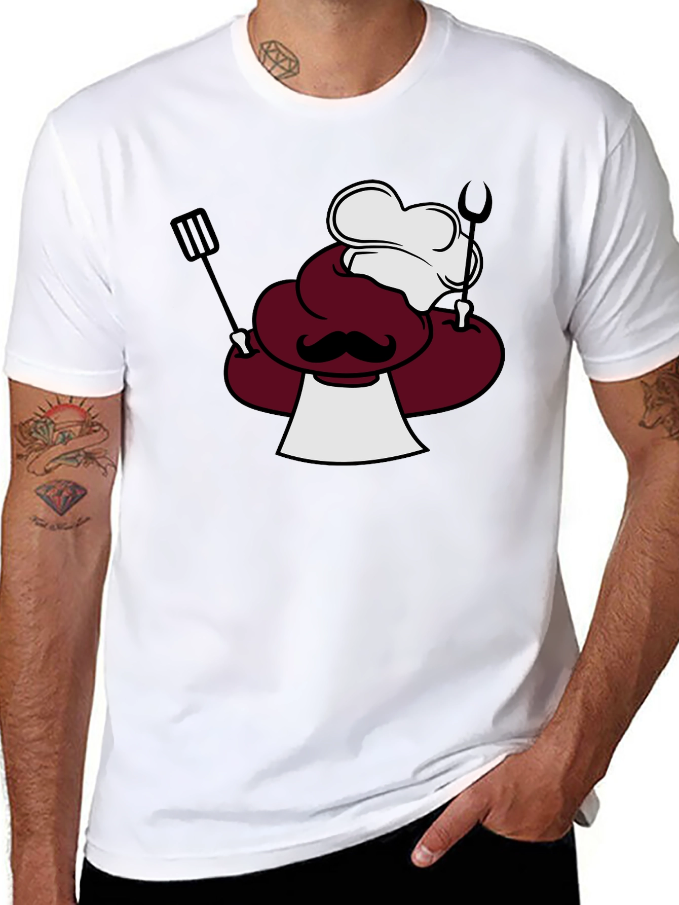 Chef Cartoon Graphic Black T-Shirt