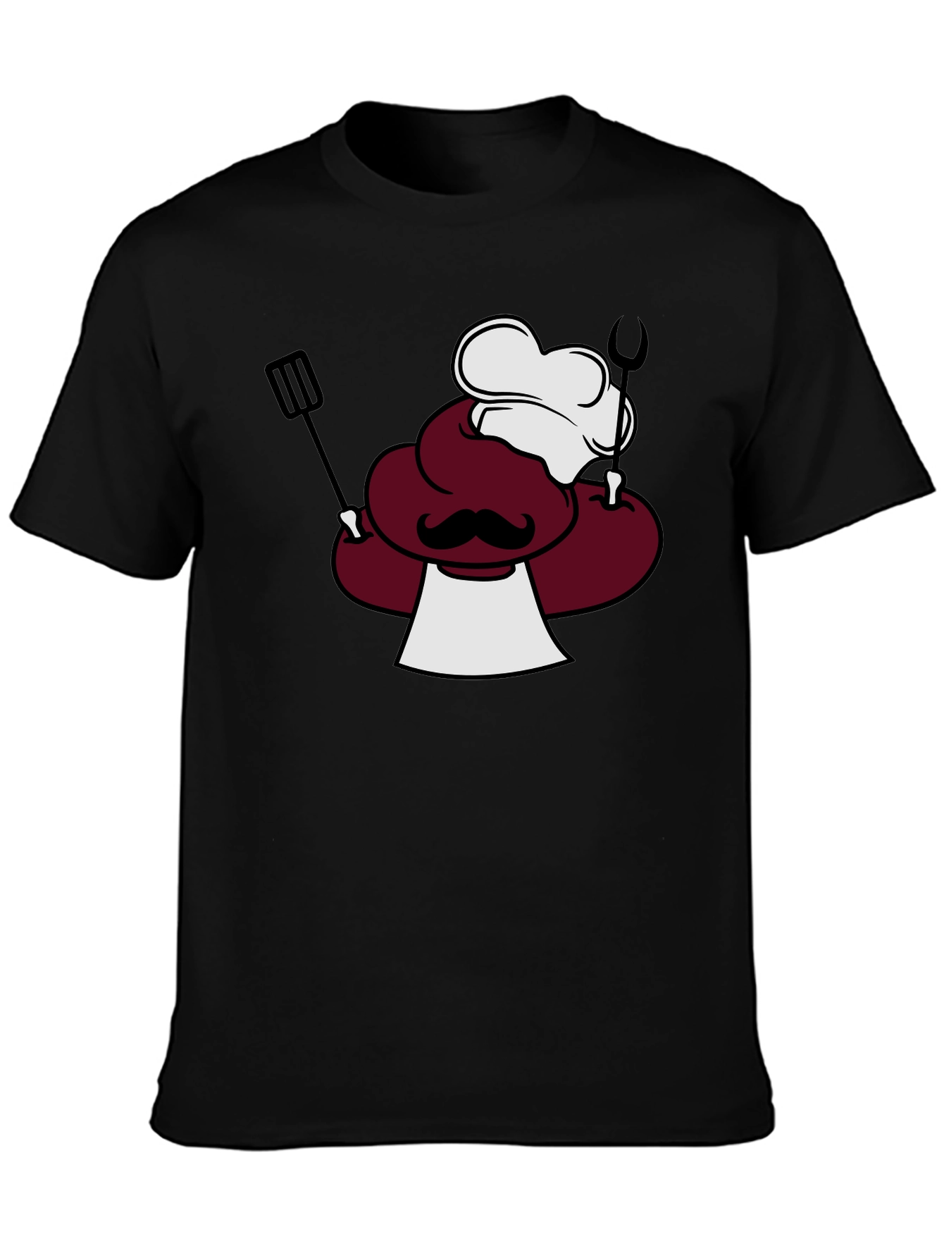 Chef Cartoon Graphic Black T-Shirt
