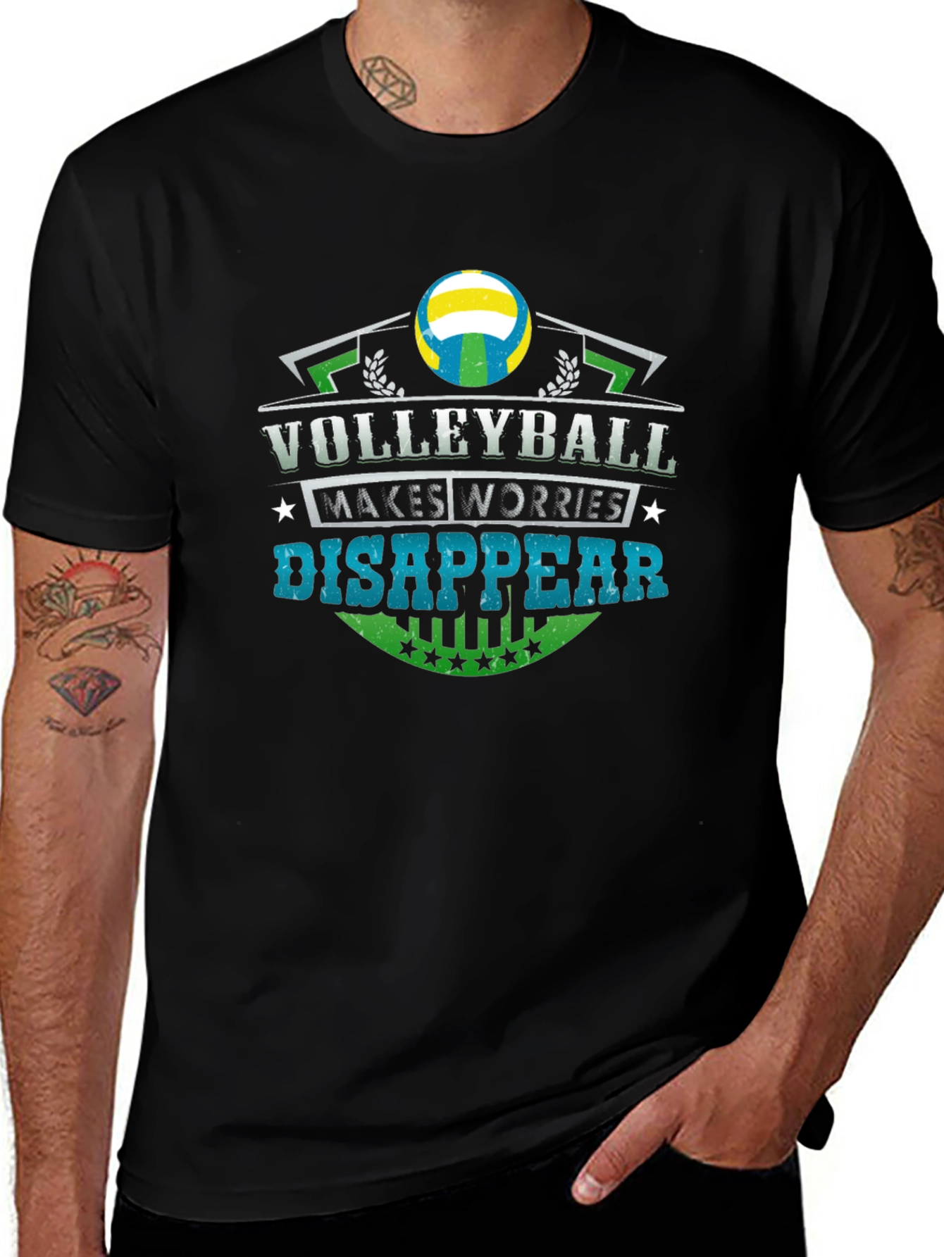 Volleyball Makes Worries Disappear Black T-Shirt