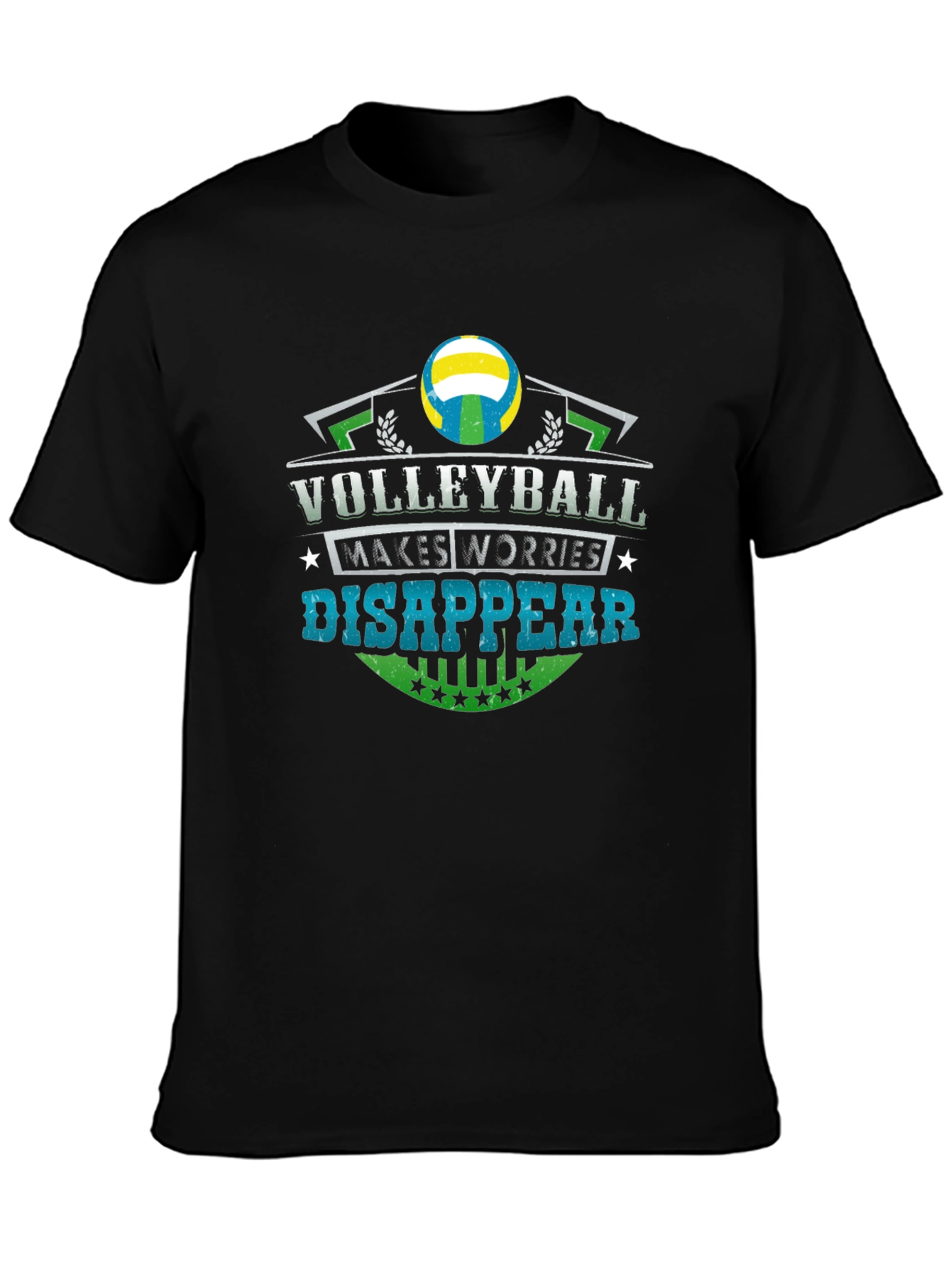 Volleyball Makes Worries Disappear Black T-Shirt