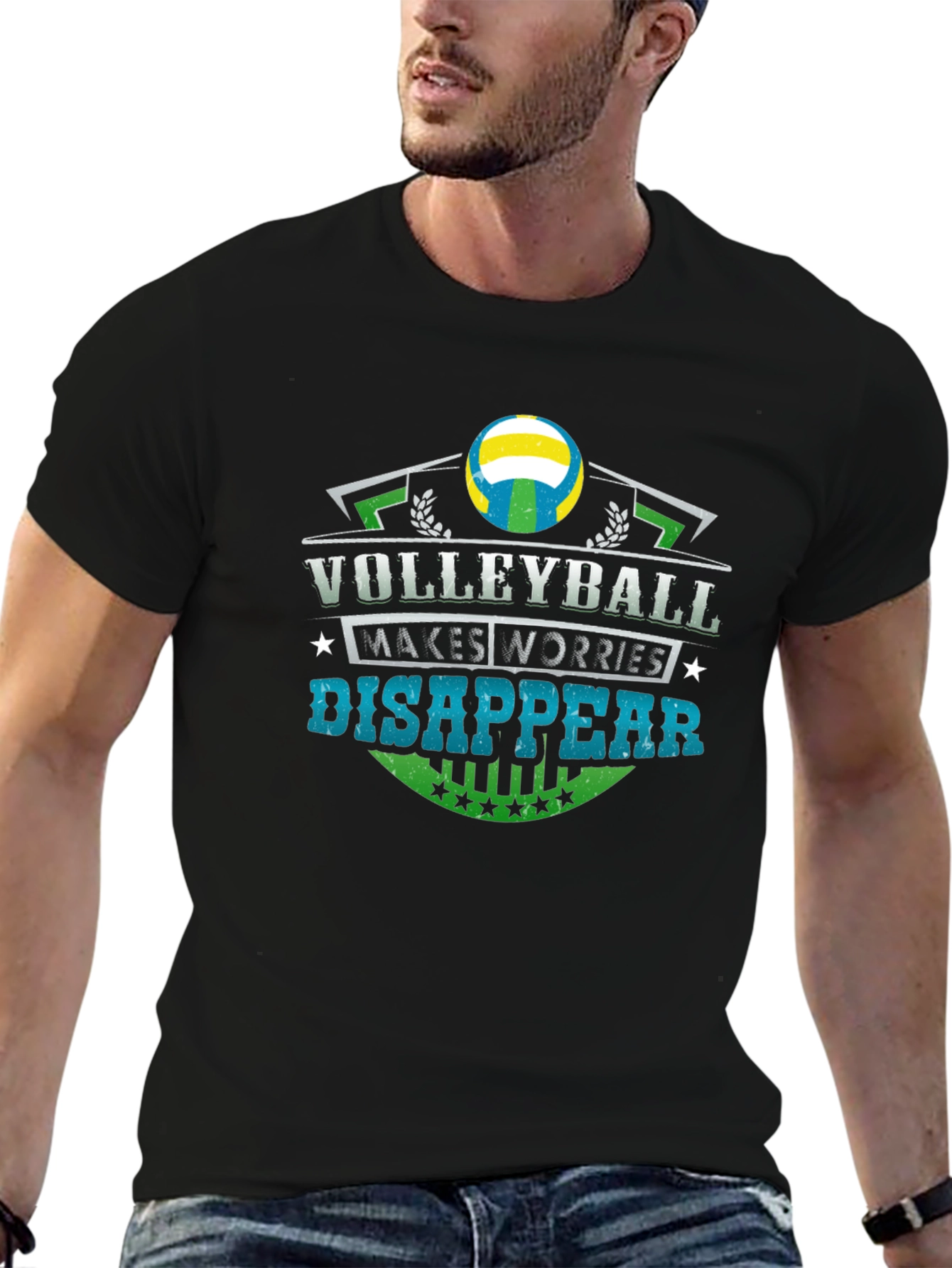 Volleyball Makes Worries Disappear Black T-Shirt