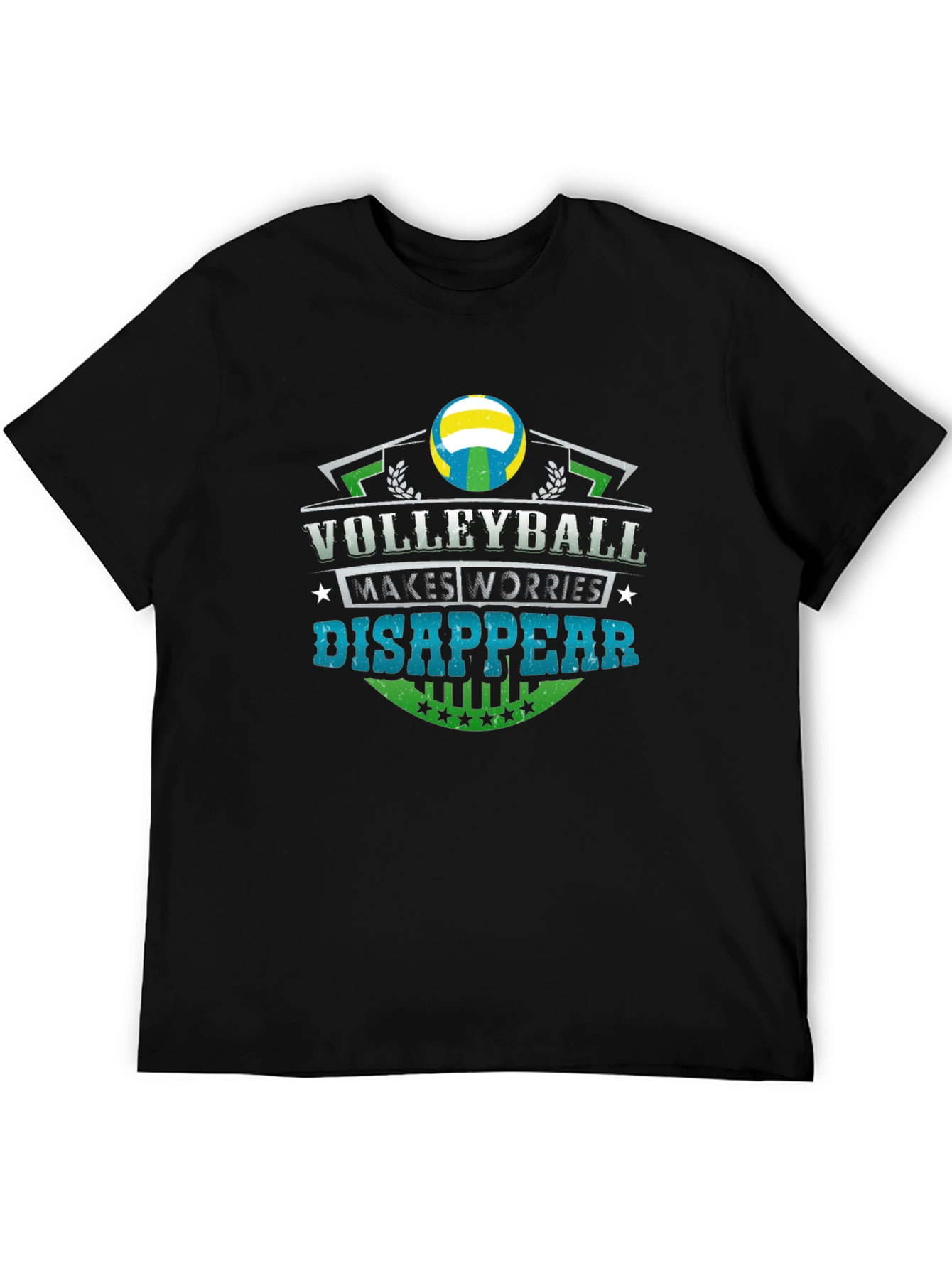 Volleyball Makes Worries Disappear Black T-Shirt
