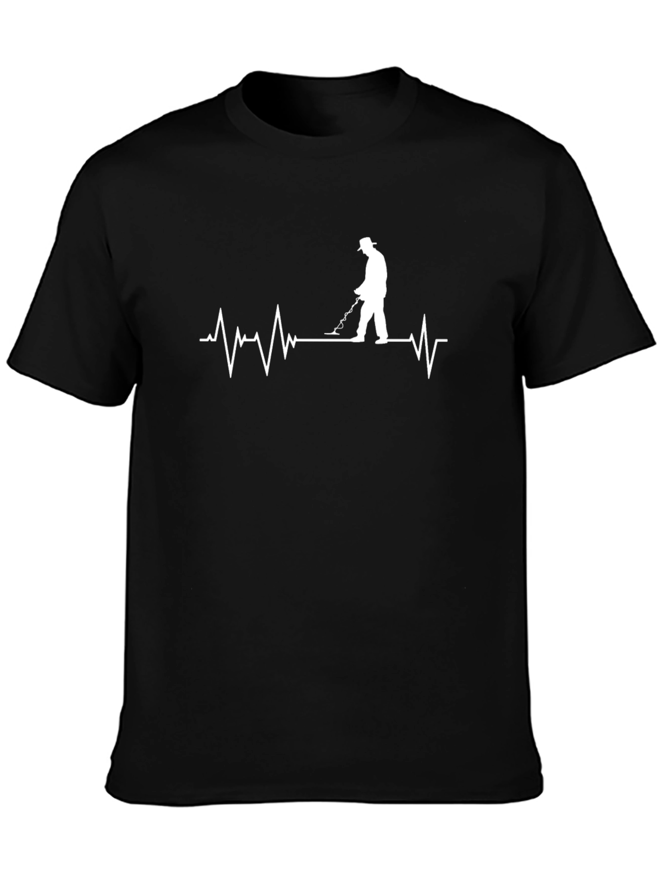 Metal Detecting Heartbeat T-Shirt - Black
