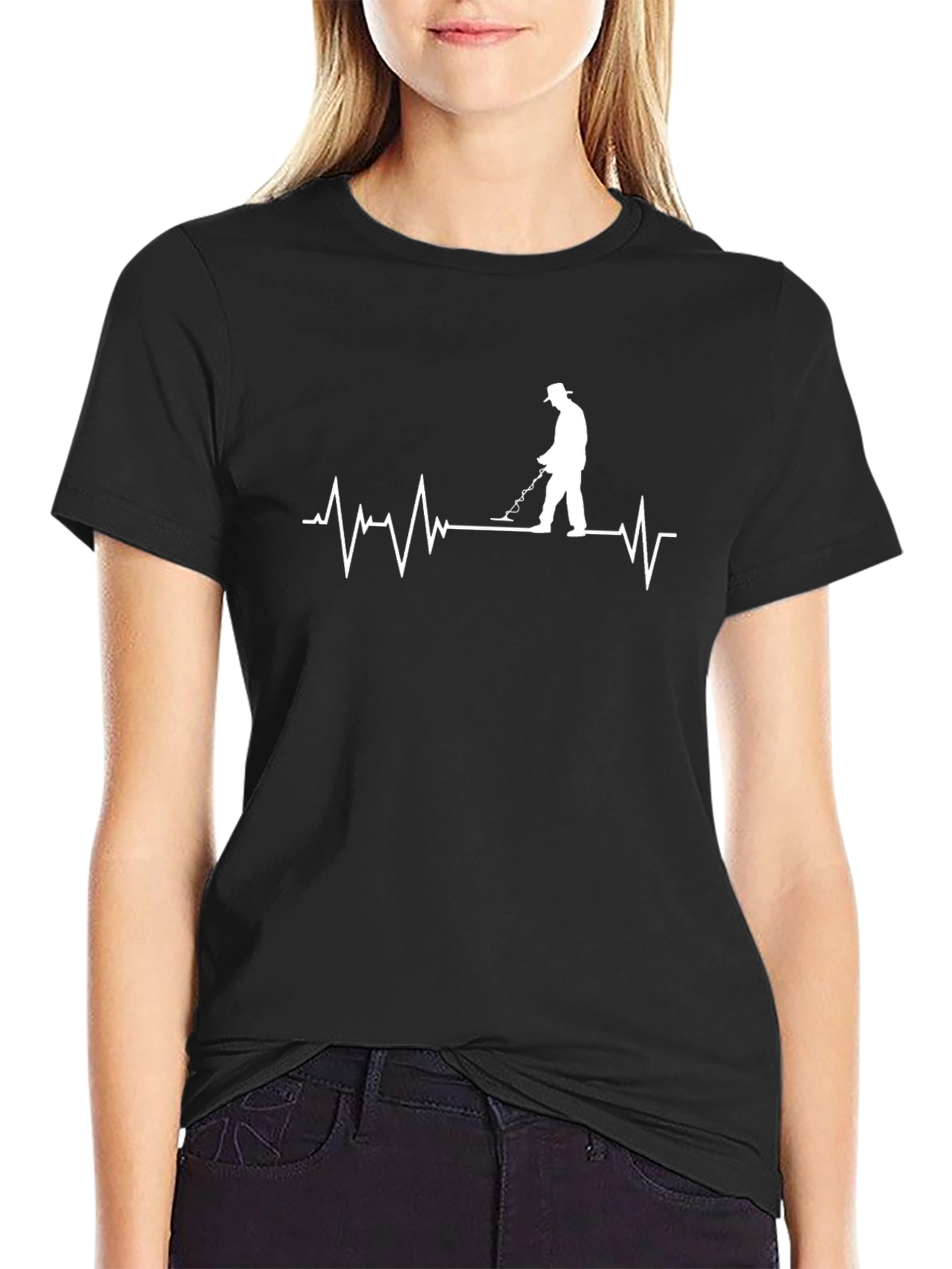 Metal Detecting Heartbeat T-Shirt - Black