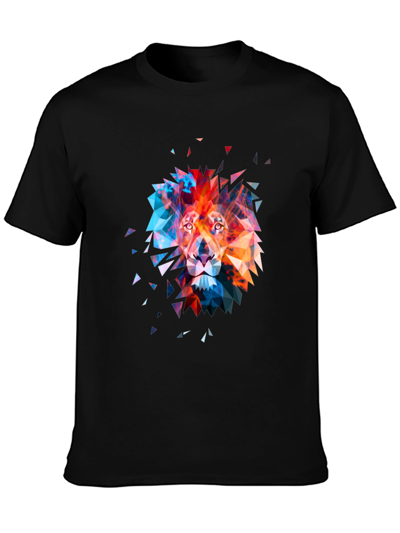 Geometric Lion Graphic Tee - Abstract Art Mens T-Shirt