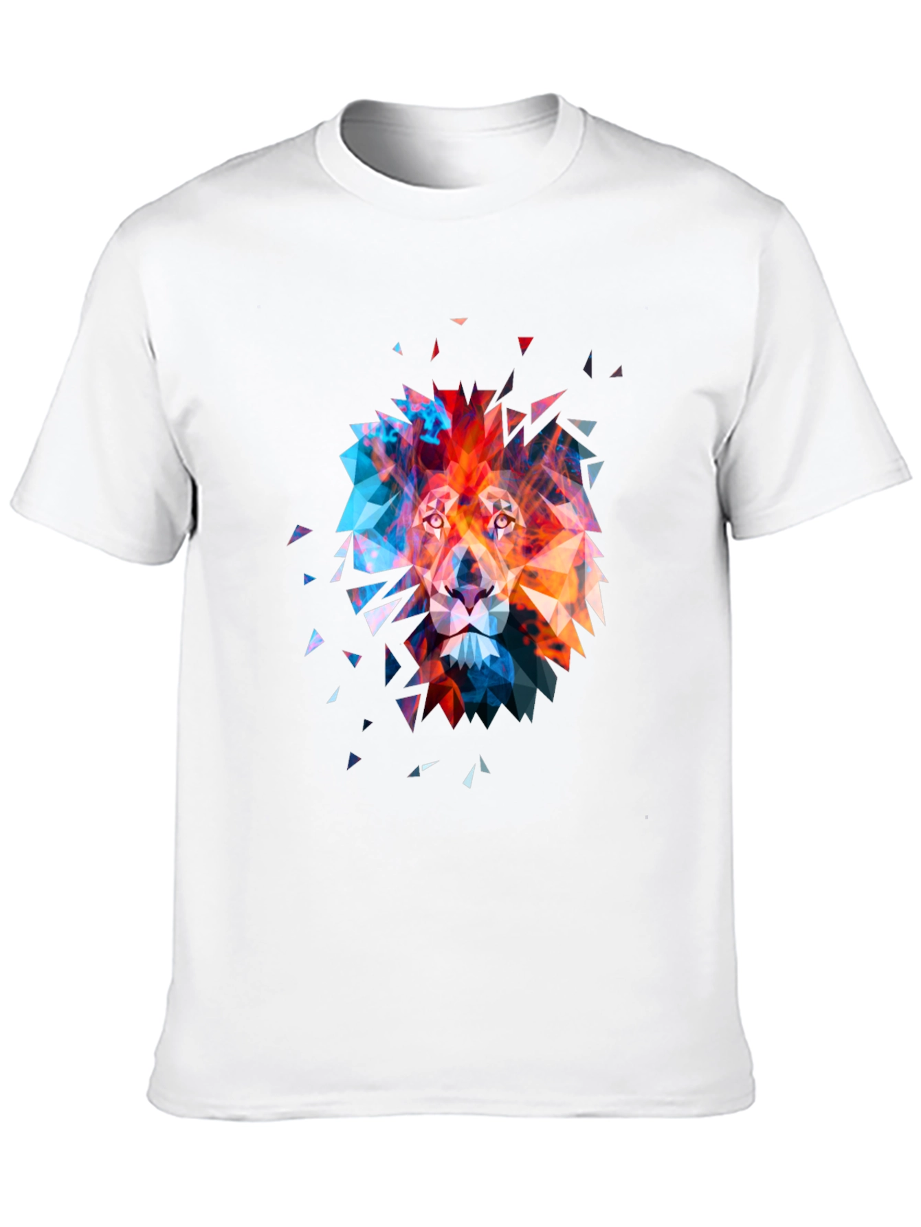Geometric Lion Graphic Tee - Abstract Art Mens T-Shirt