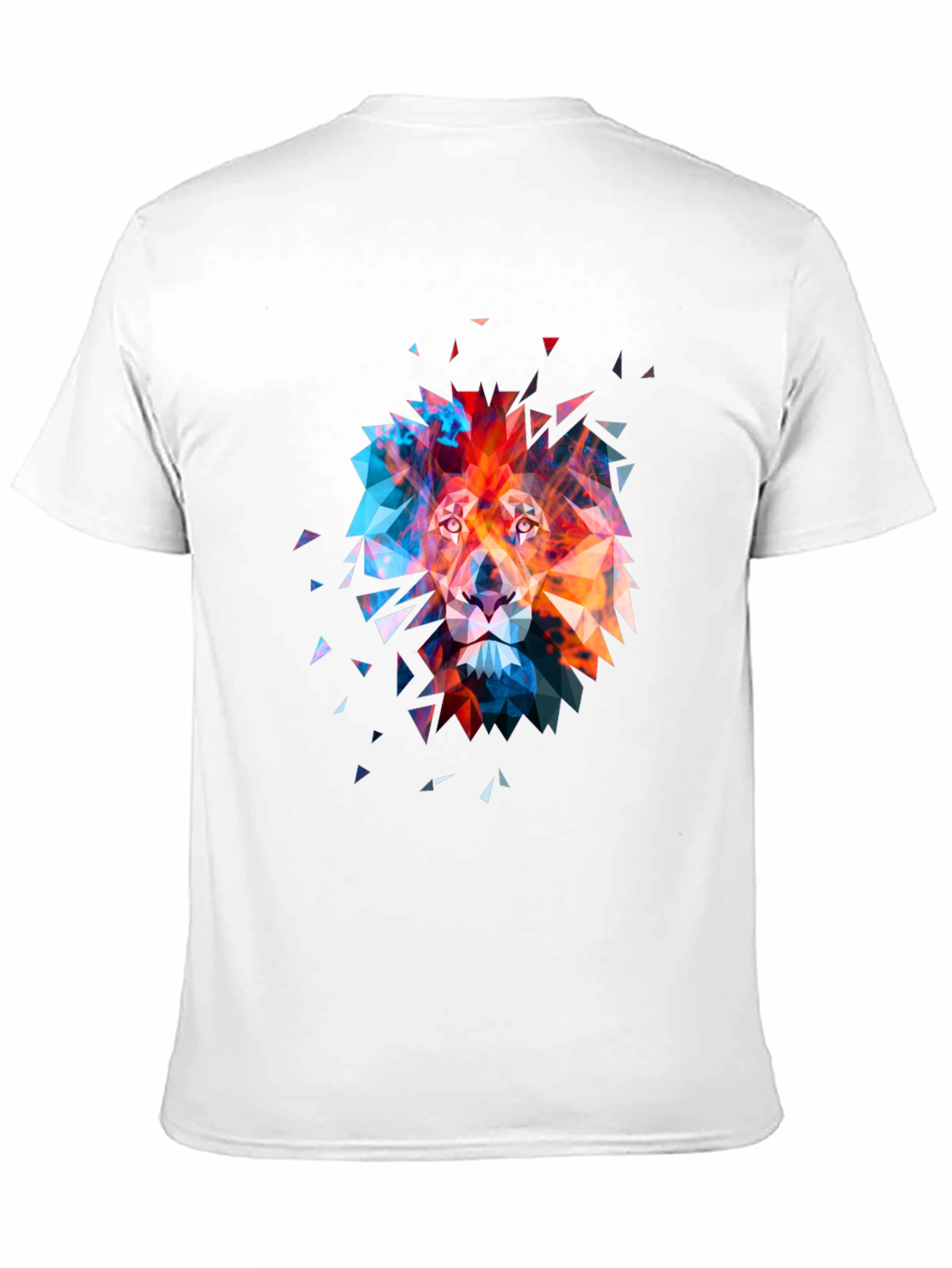 Geometric Lion Graphic Tee - Abstract Art Mens T-Shirt