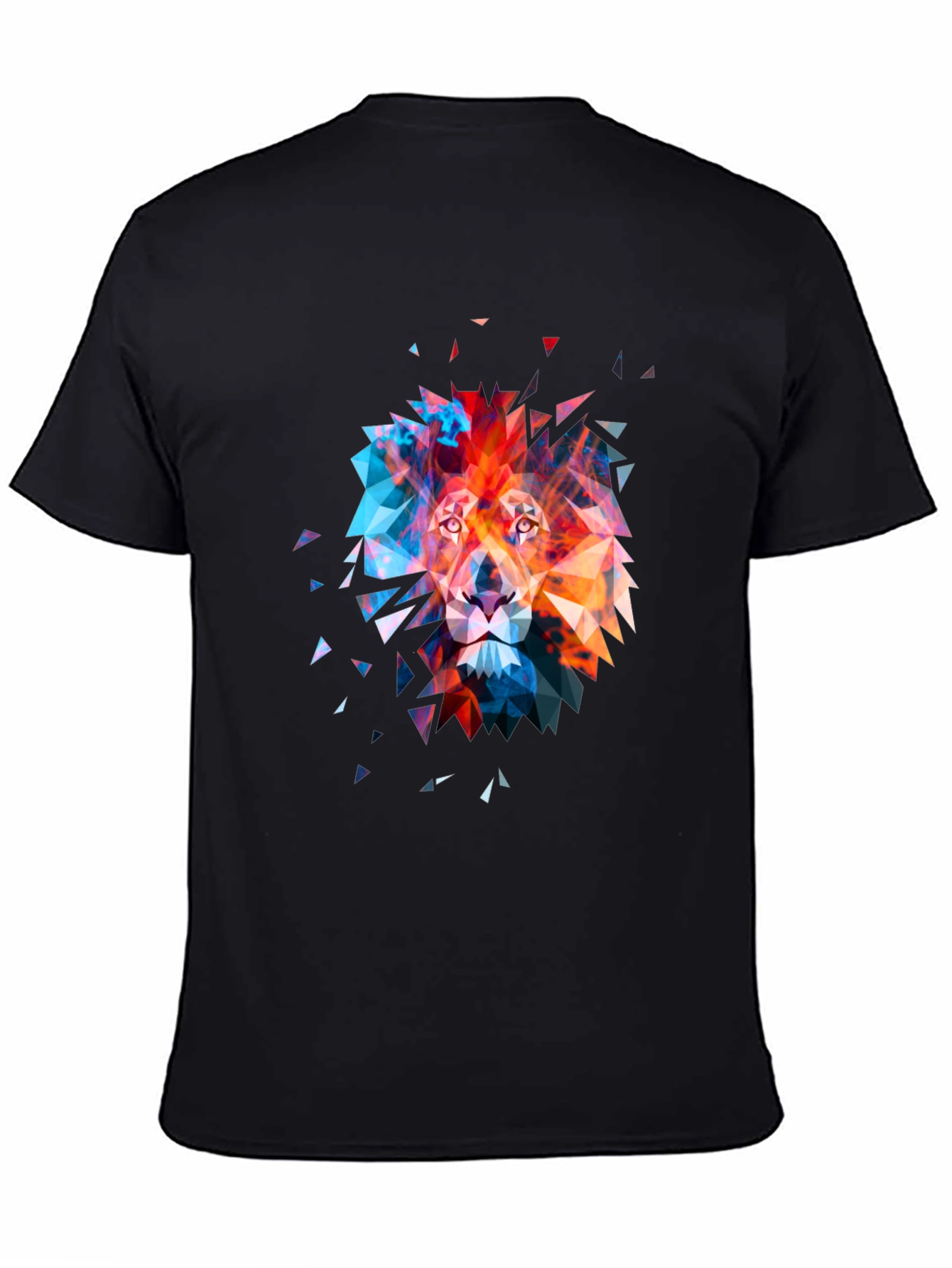 Geometric Lion Graphic Tee - Abstract Art Mens T-Shirt