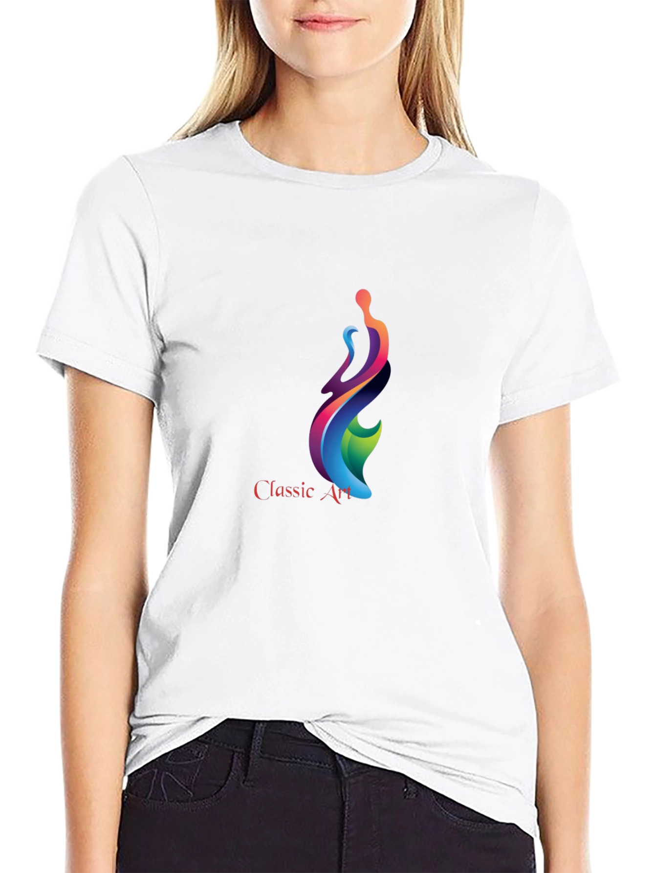 Classic Art Graphic Print Black T-Shirt