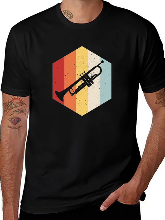 Retro Trumpet Graphic Tee - Vintage Style