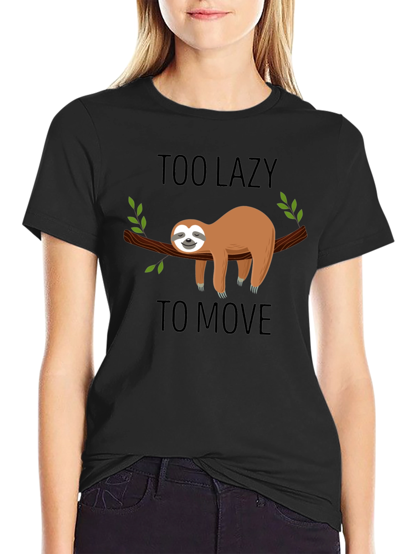 Lazy Sloth Graphic T-Shirt - Mens Black Tee
