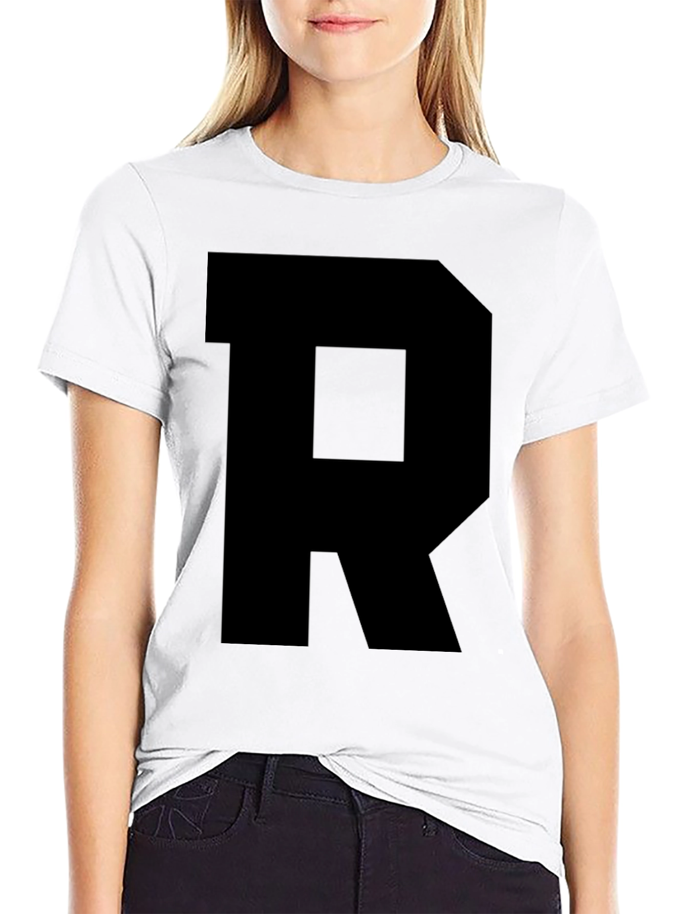 Black R Graphic Tee - Bold Statement T-Shirt