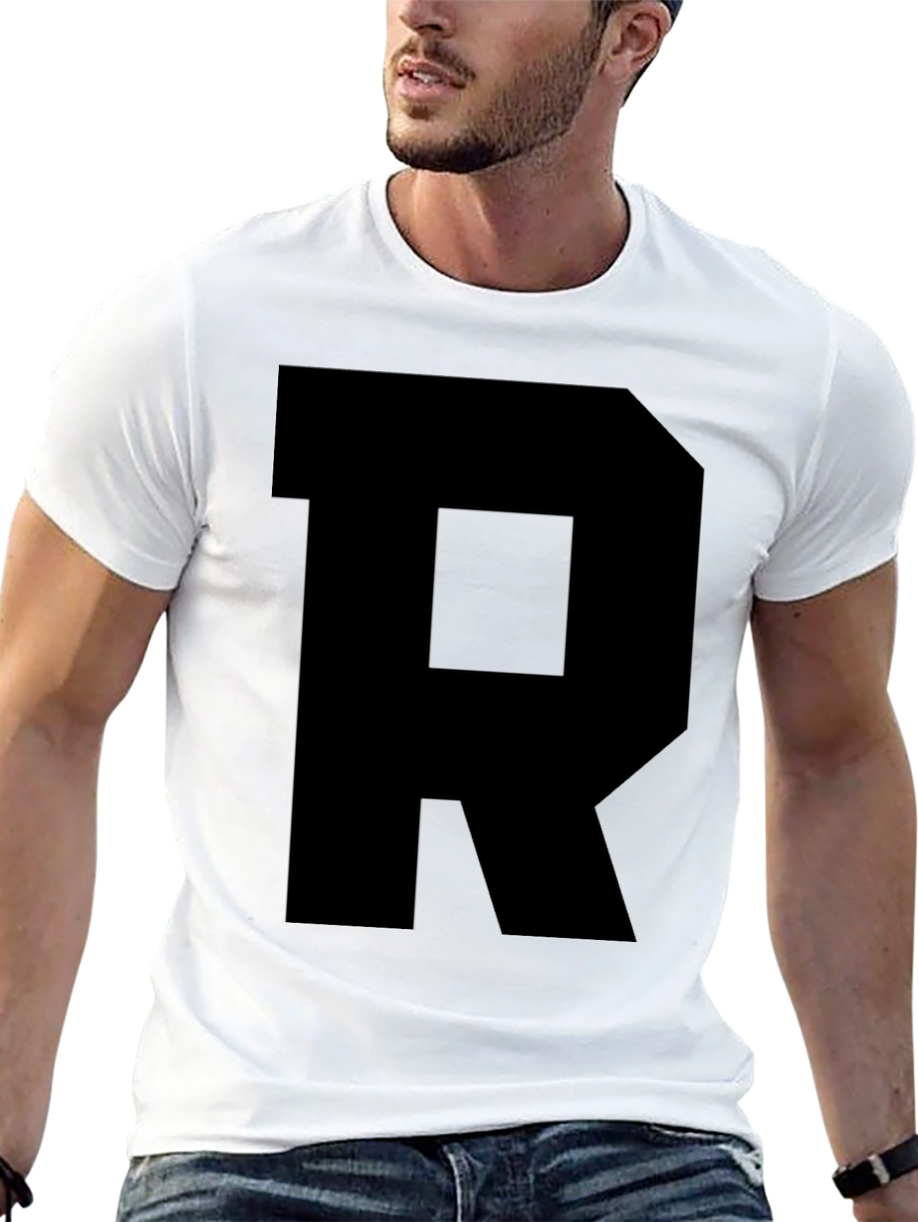 Black R Graphic Tee - Bold Statement T-Shirt