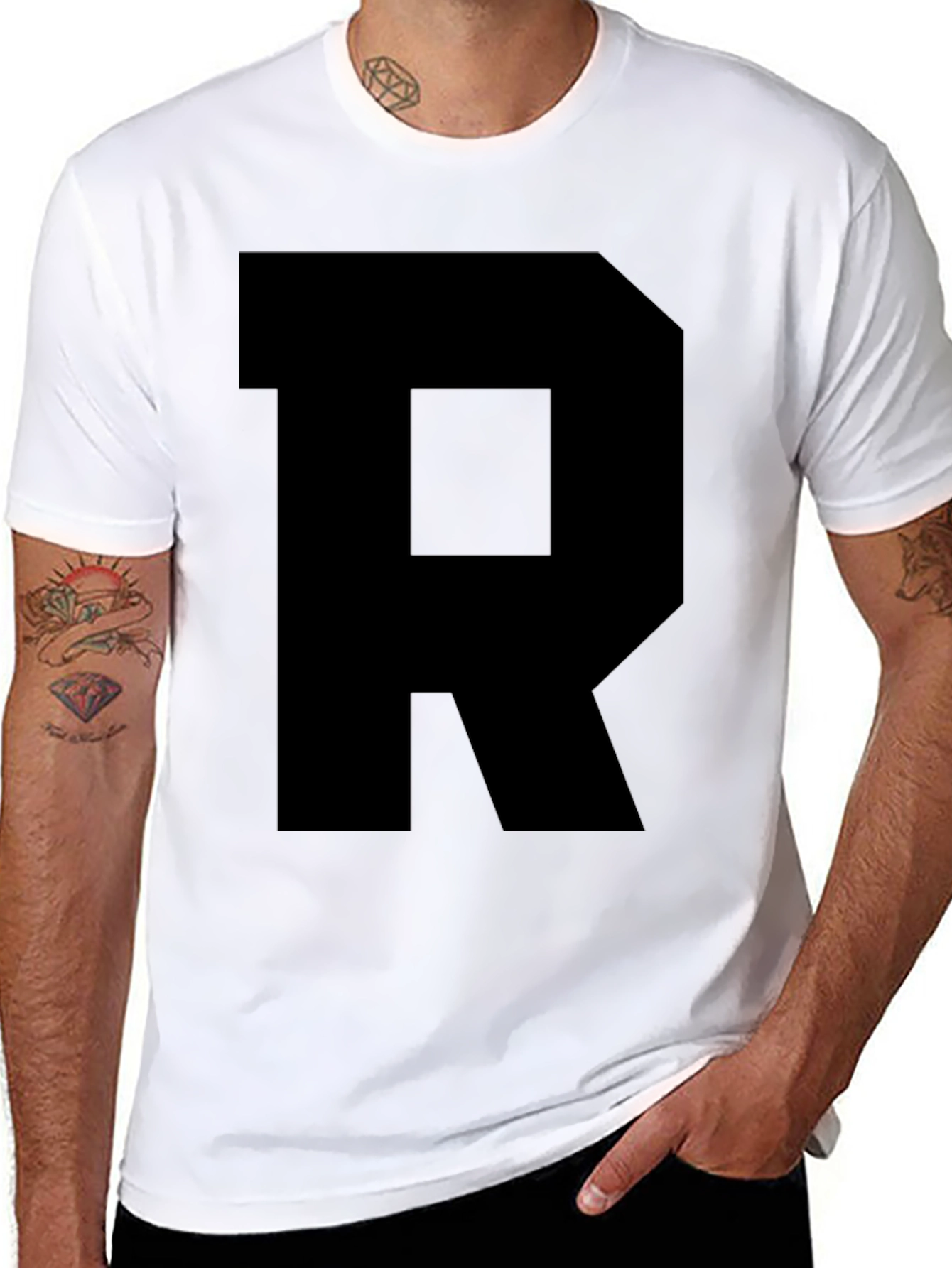 Black R Graphic Tee - Bold Statement T-Shirt