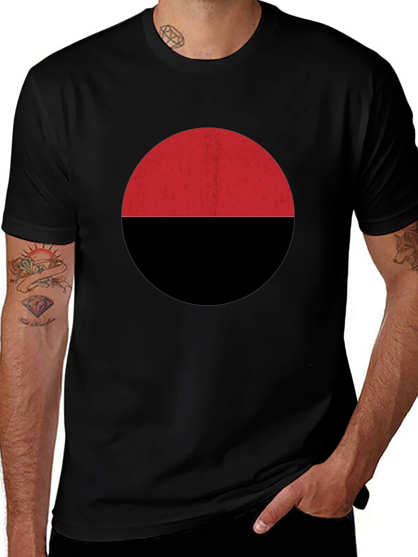 Red & Black Circle Graphic Tee