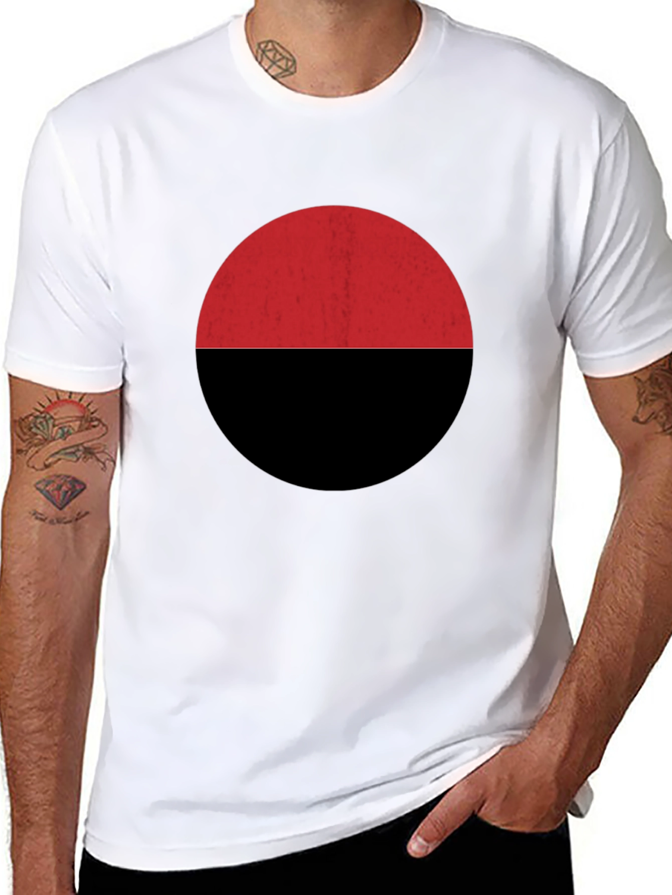 Red & Black Circle Graphic Tee