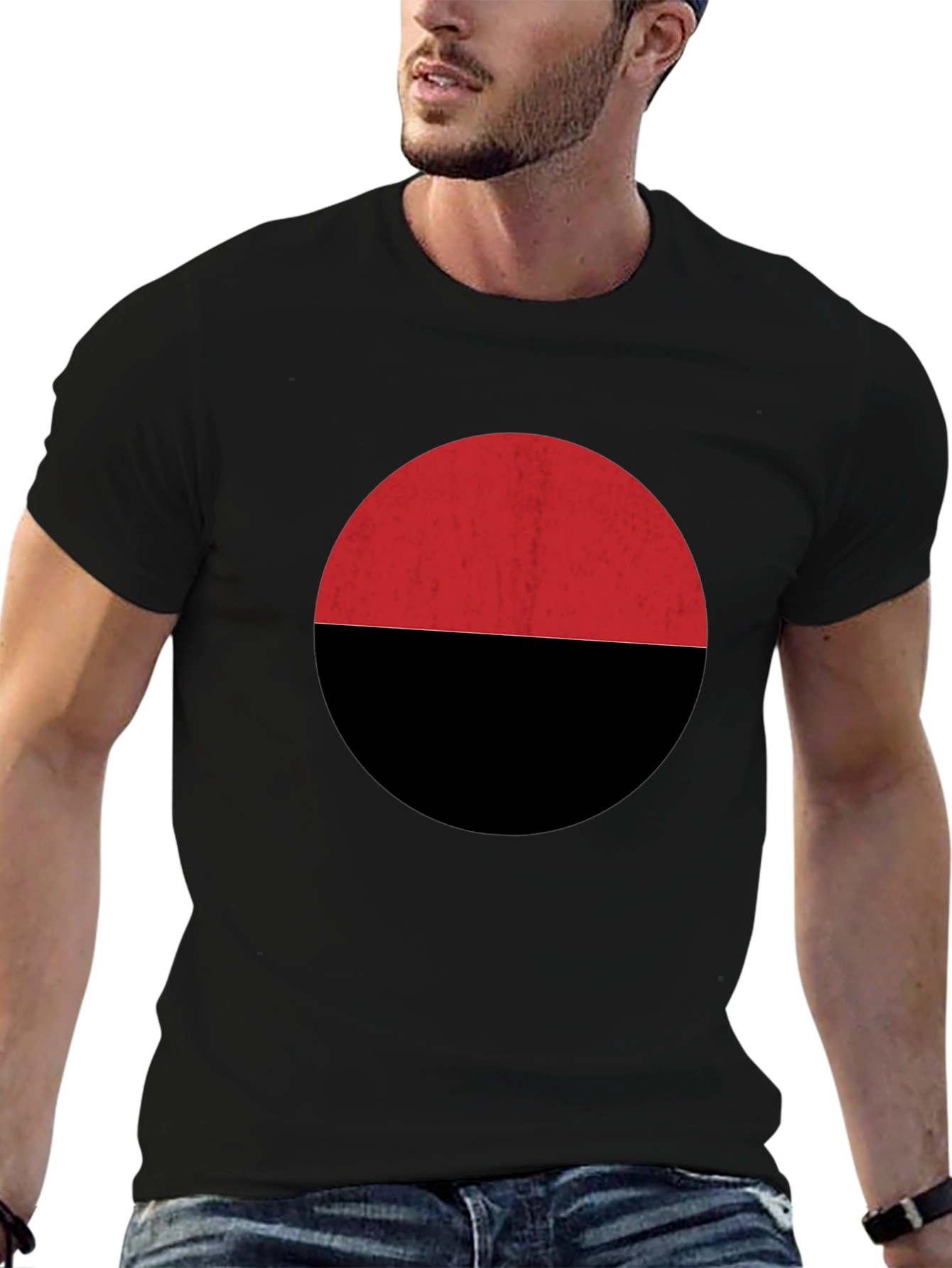 Red & Black Circle Graphic Tee