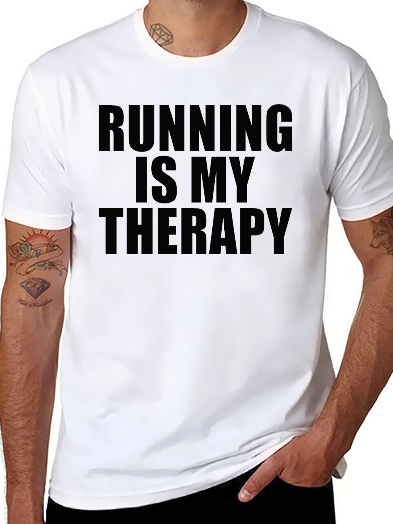 Running is My Therapy - Black Graphic Tee