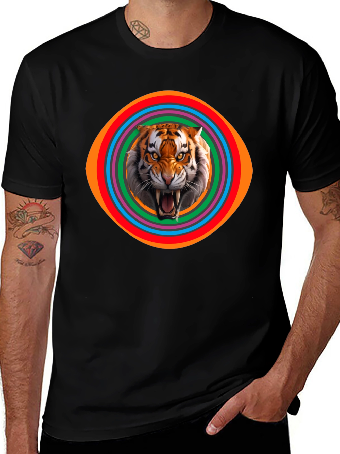 Tiger Graphic Tee - Mens Black T-Shirt