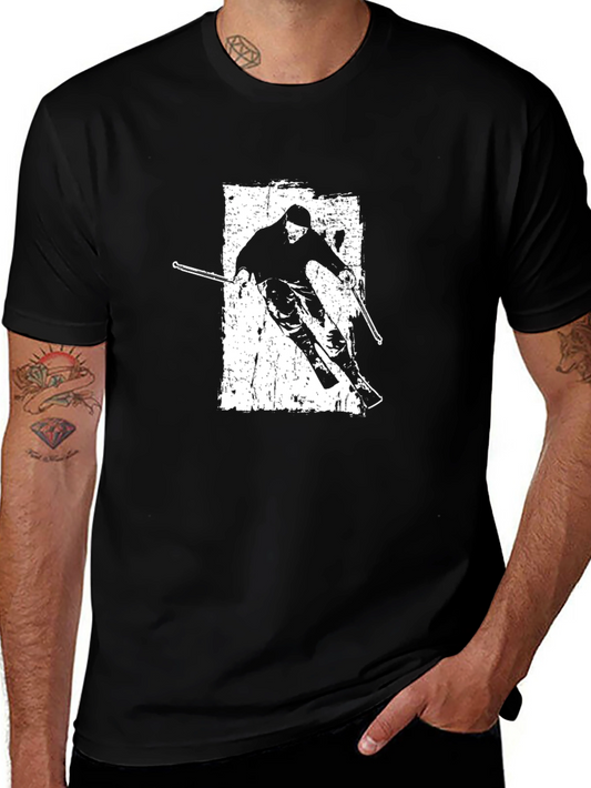 Ski T-Shirt Black Graphic Tee for Snow Sports