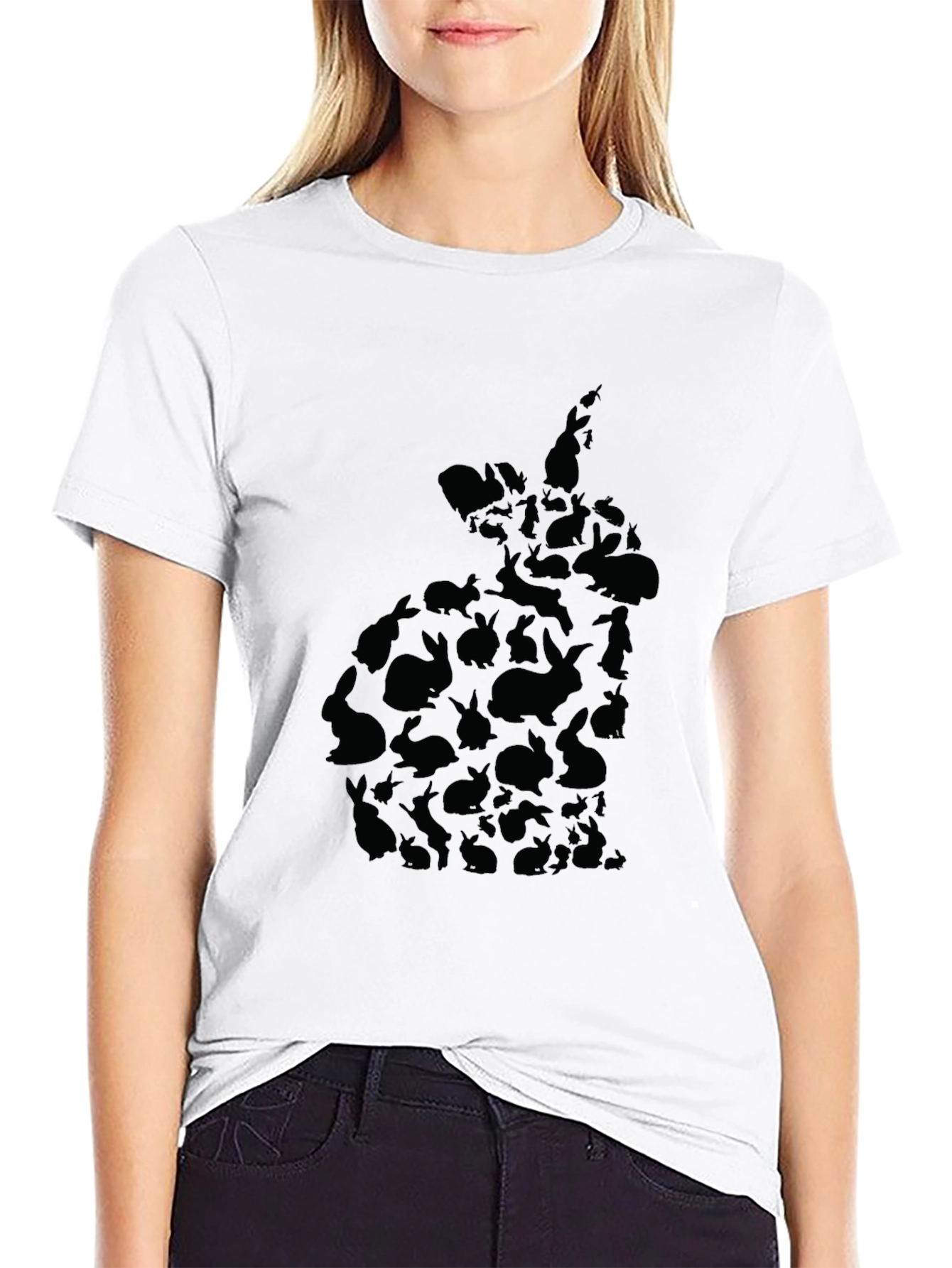 Rabbit Silhouette Black T-Shirt