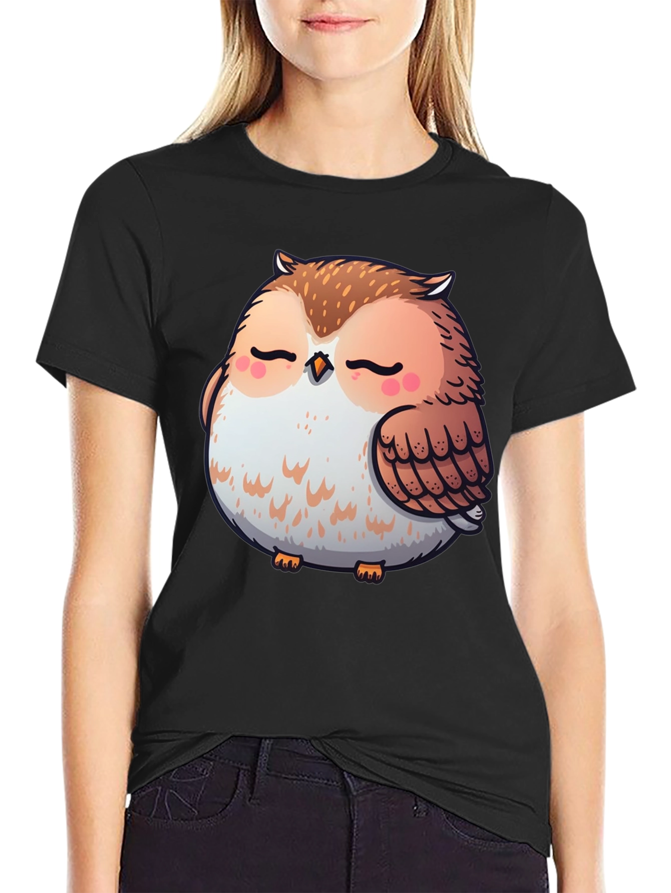 Cute Owl Graphic Tee - Black T-Shirt