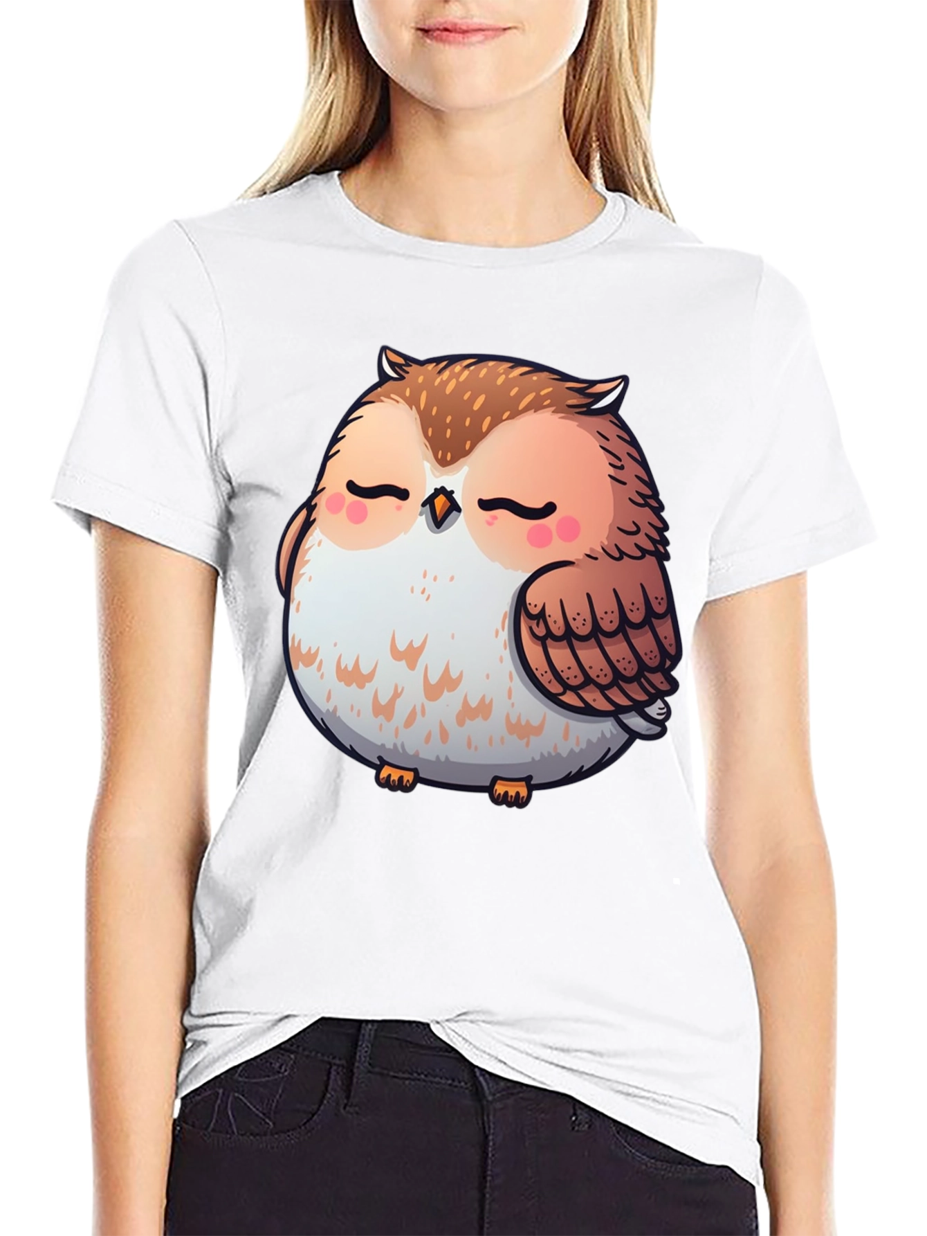 Cute Owl Graphic Tee - Black T-Shirt