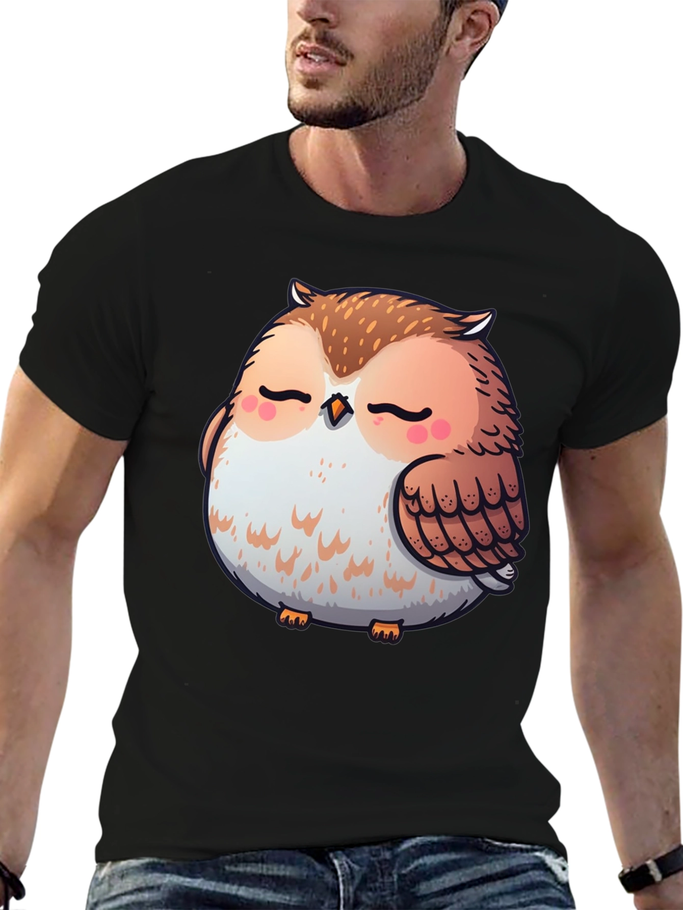 Cute Owl Graphic Tee - Black T-Shirt