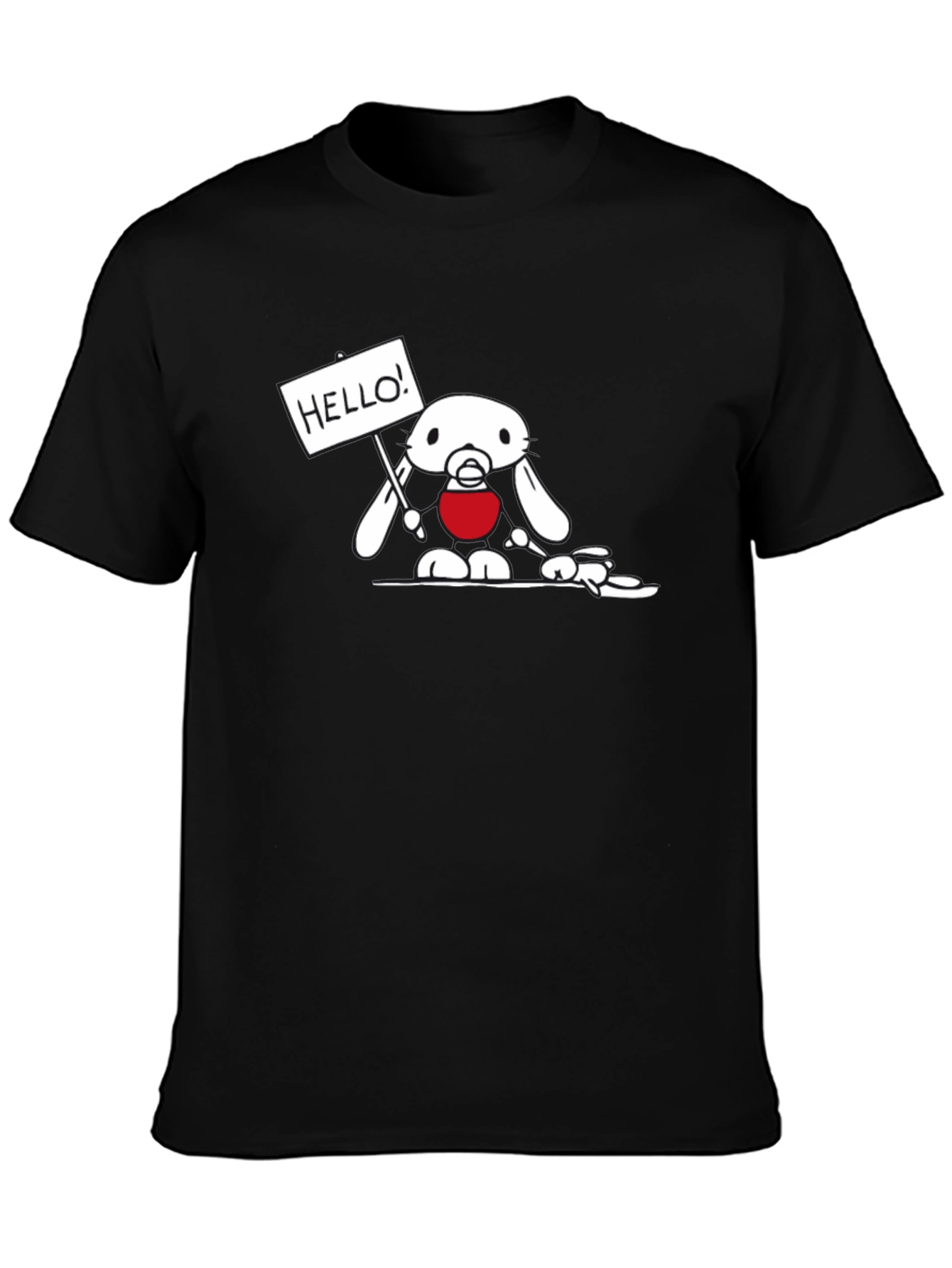 Black T-Shirt with Cute Bunny Design