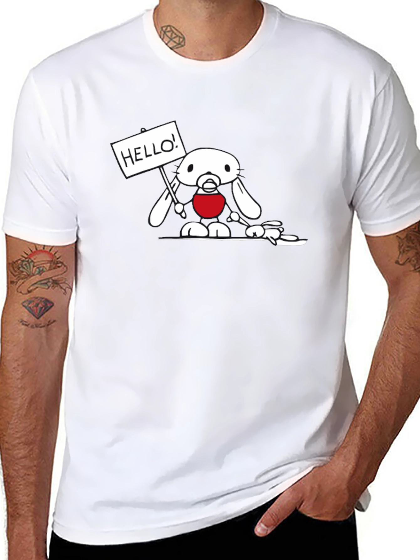 Black T-Shirt with Cute Bunny Design