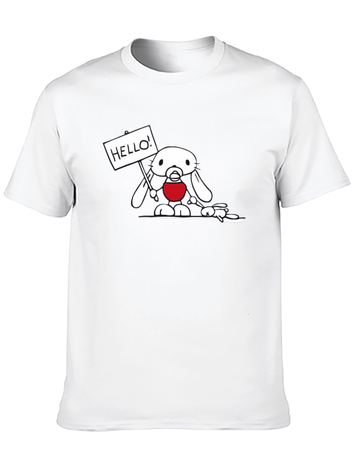 Black T-Shirt with Cute Bunny Design