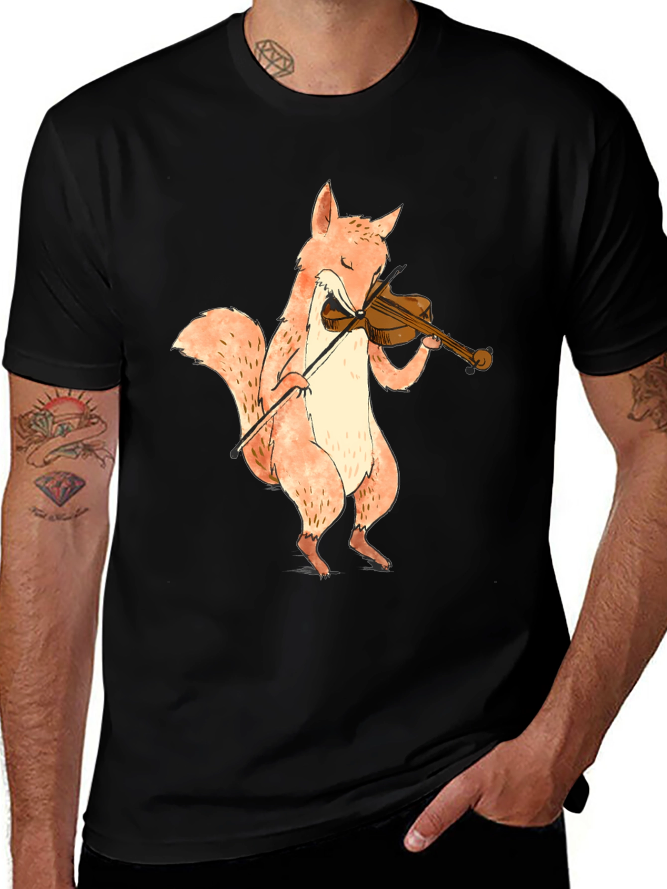 Fox Playing Violin Graphic T-Shirt - Unisex
