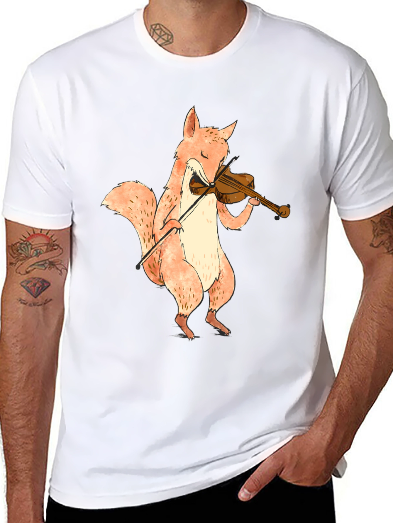 Fox Playing Violin Graphic T-Shirt - Unisex