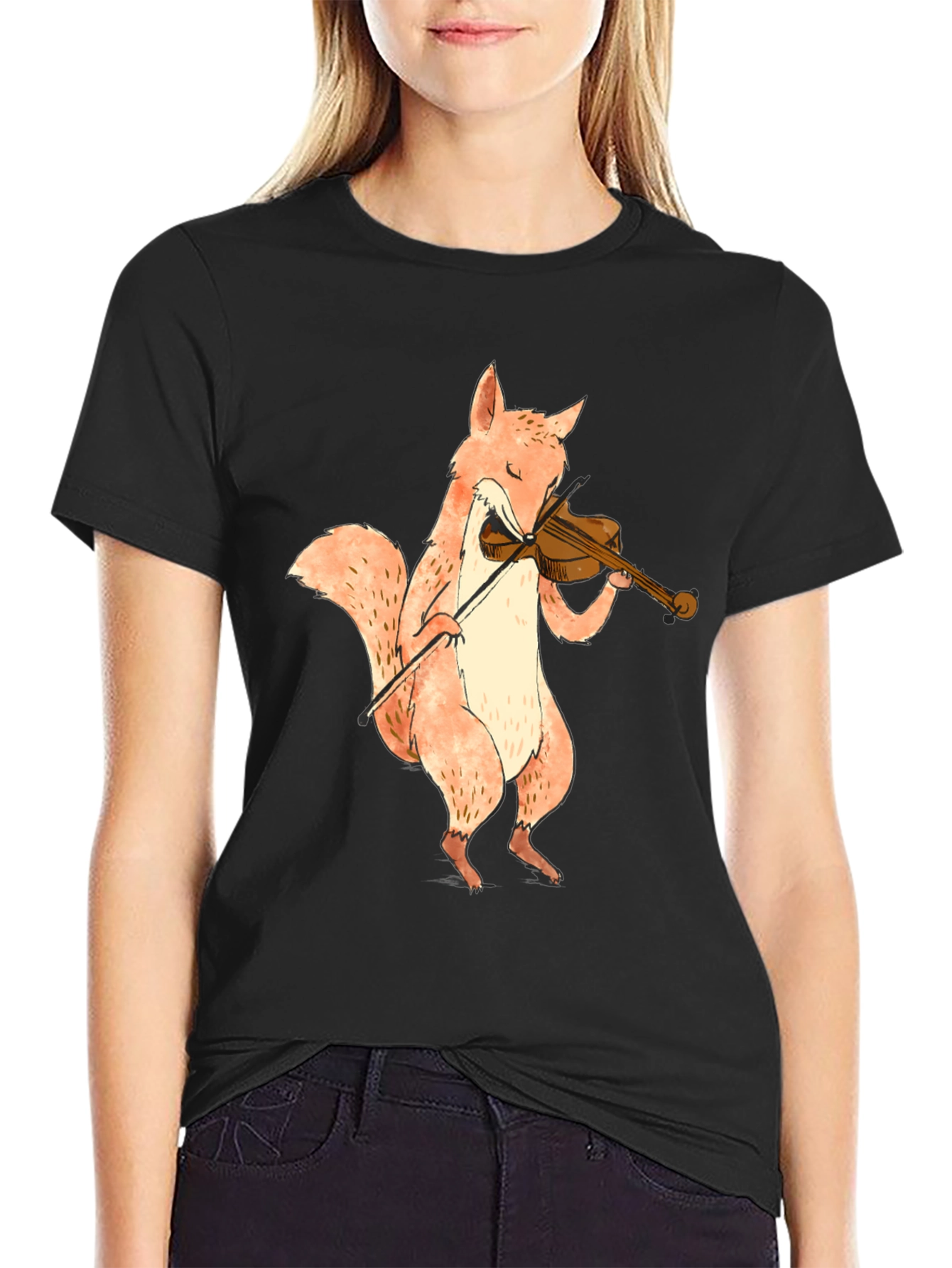 Fox Playing Violin Graphic T-Shirt - Unisex