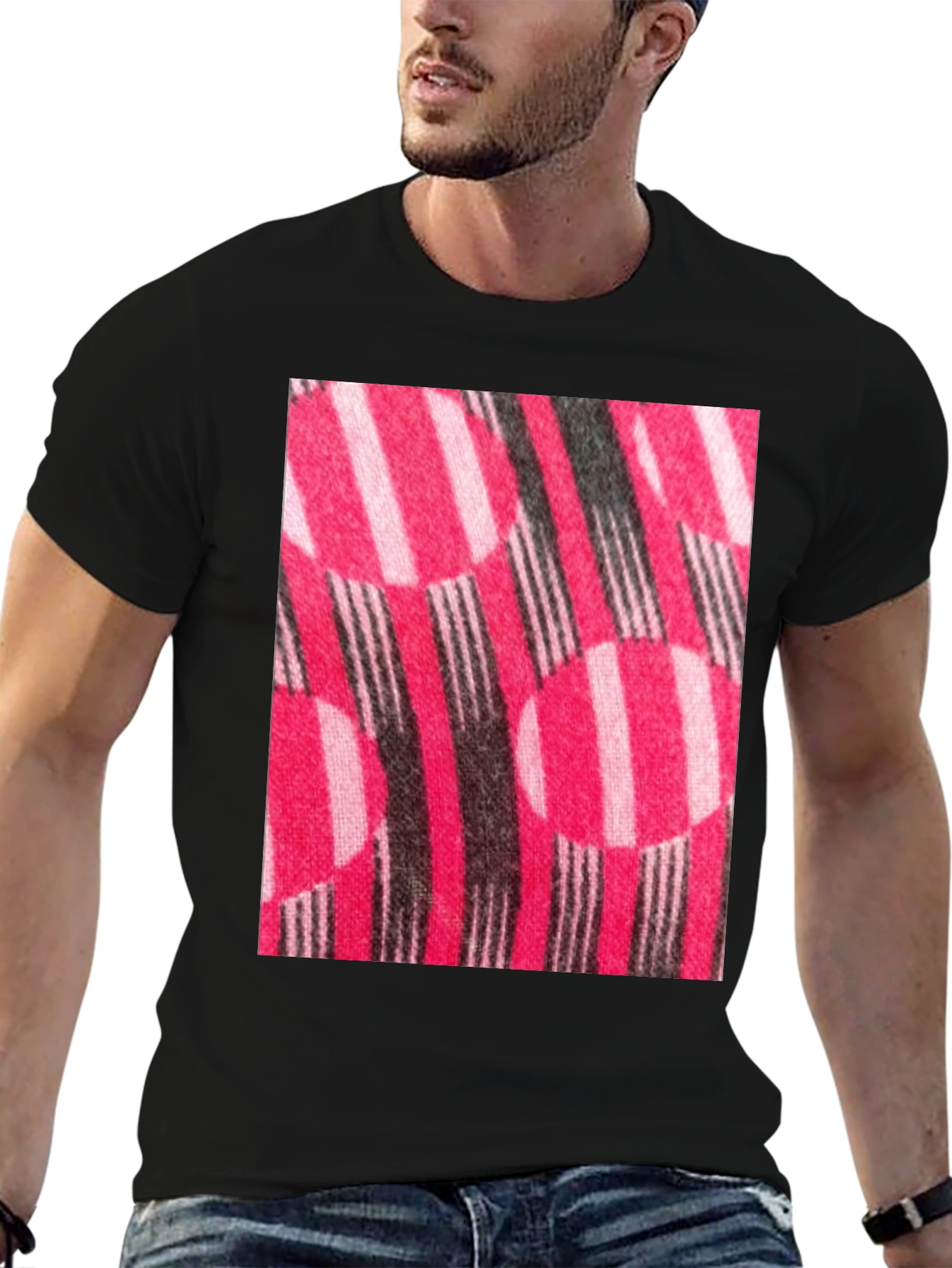 Striped Circle Patterned T-Shirt