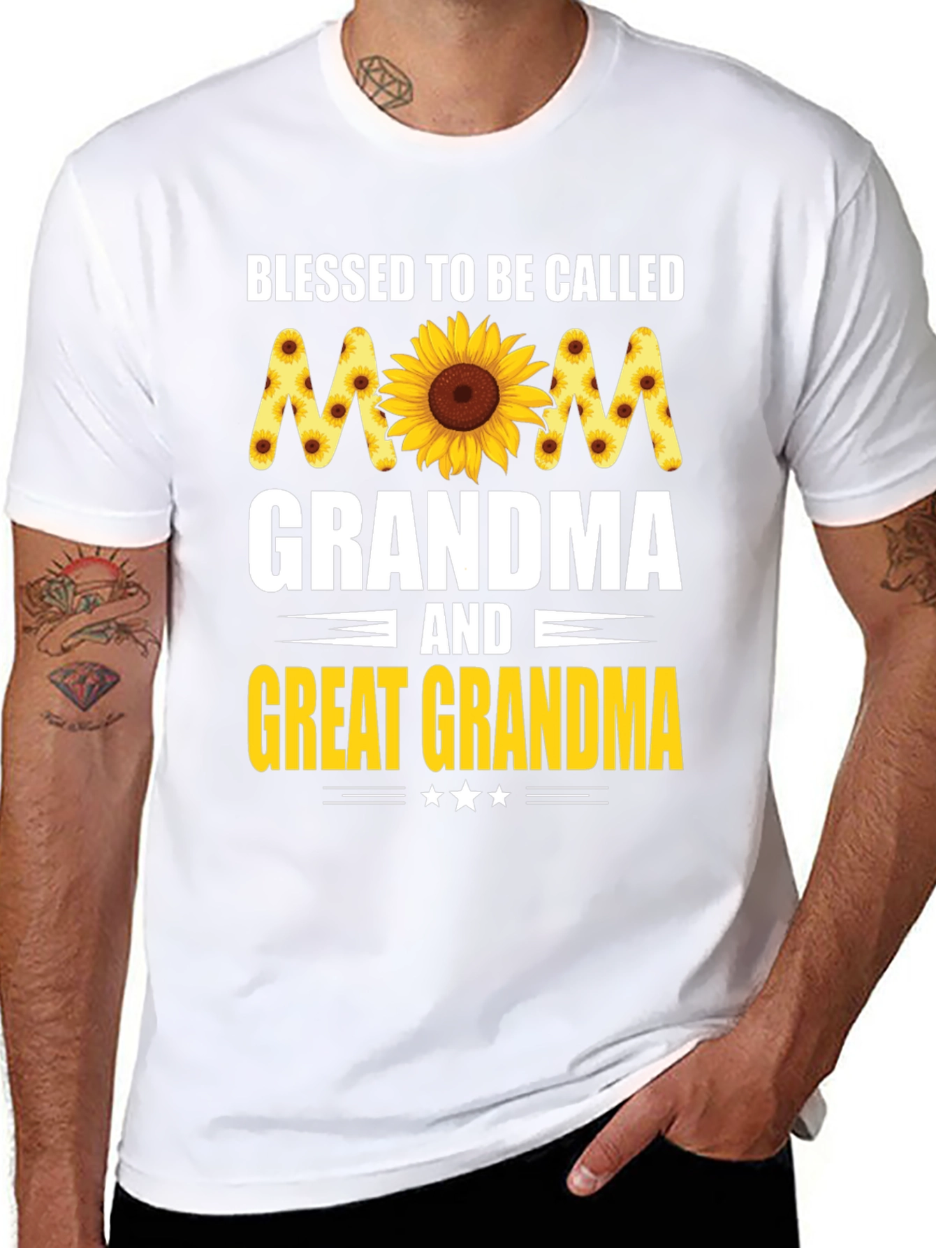Blessed Mom Grandma Great Grandma Sunflower T-Shirt