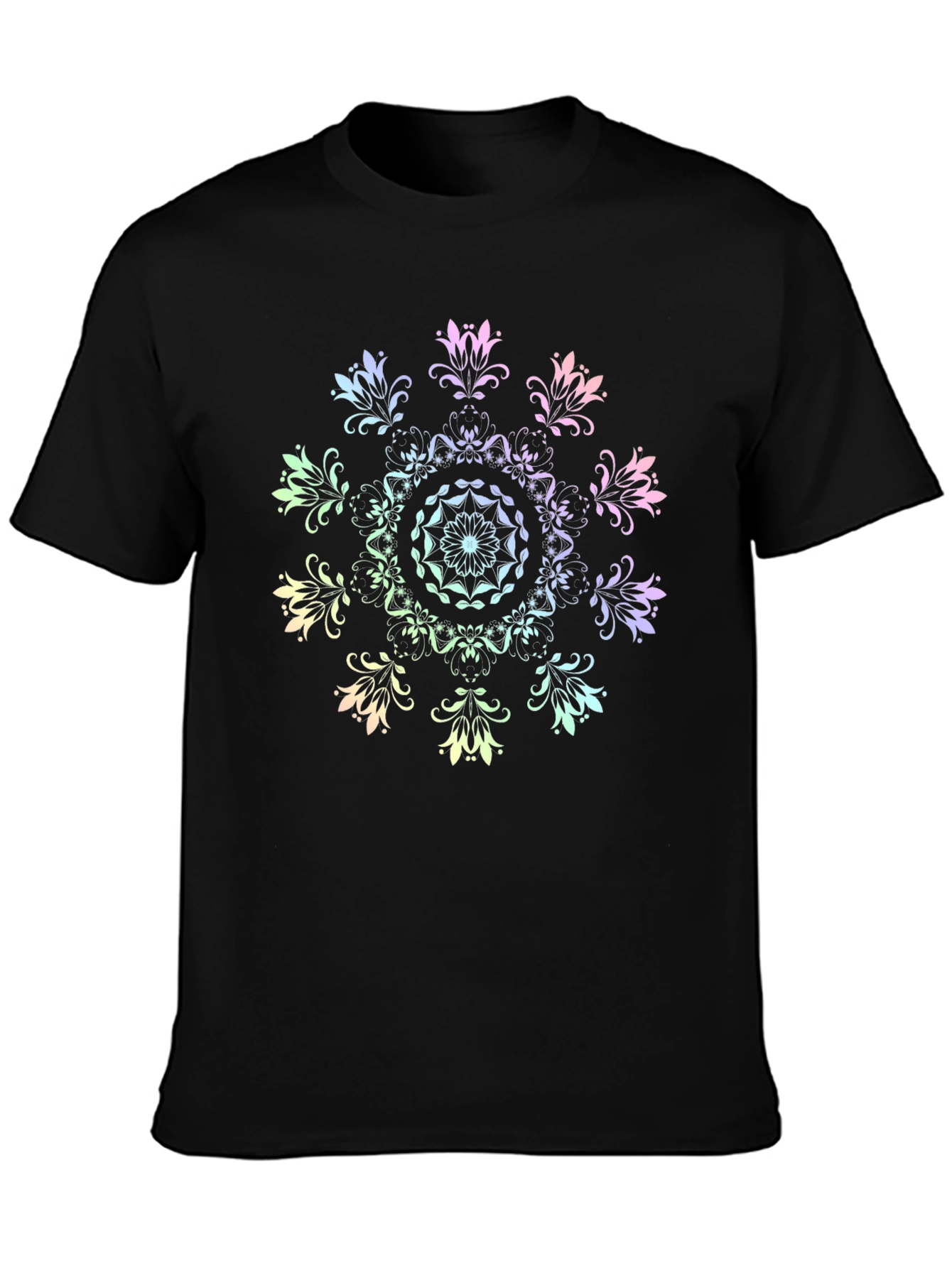 Rainbow Mandala Graphic Black T-Shirt