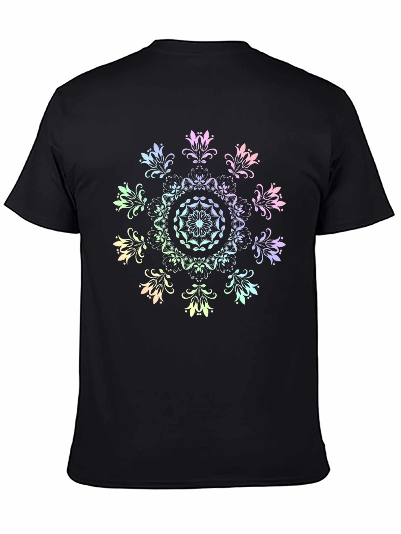 Rainbow Mandala Graphic Black T-Shirt