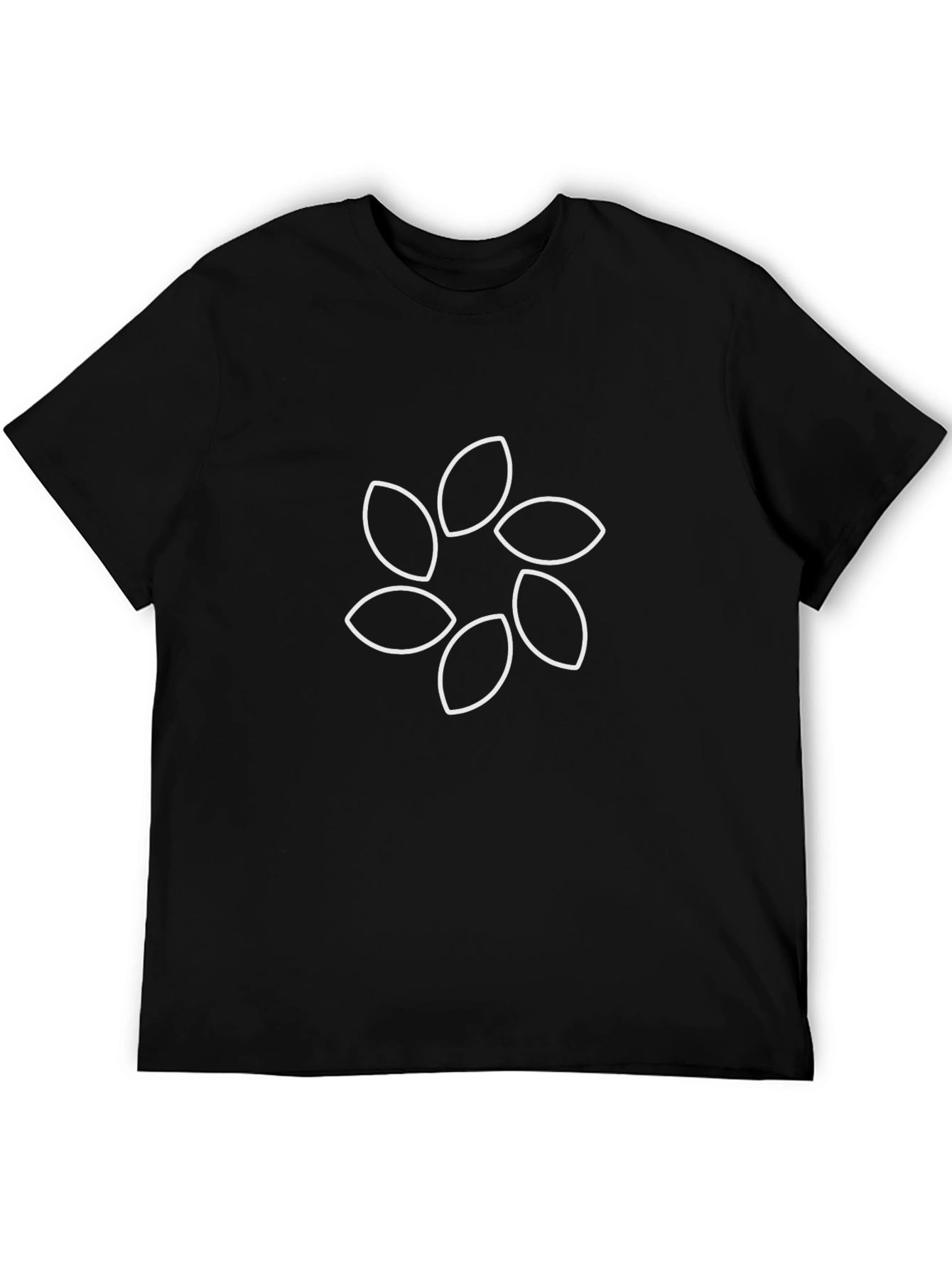 Minimalist Petal Design Black T-Shirt