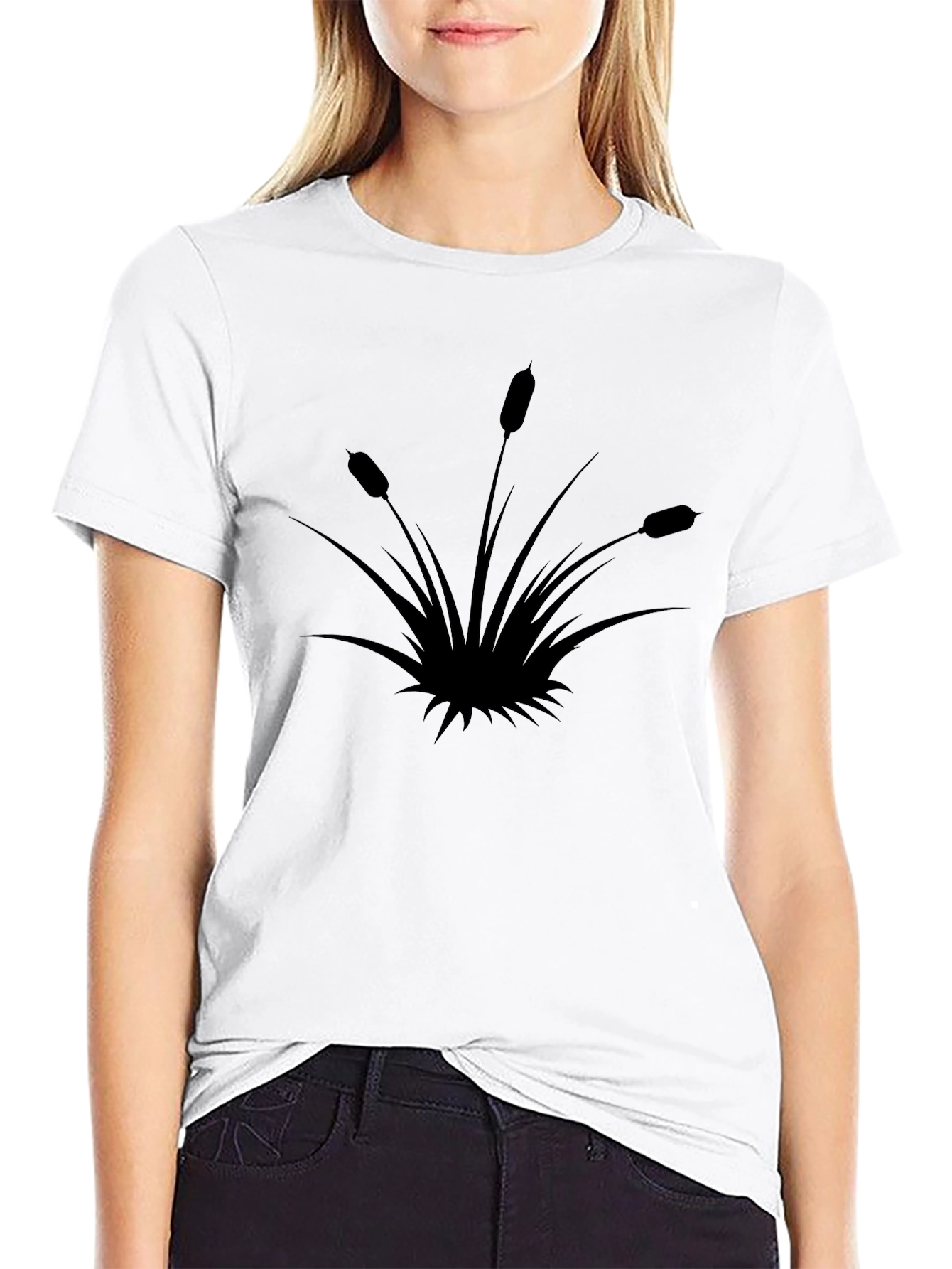 Cattails Graphic Tee - Nature Lovers Black T-Shirt