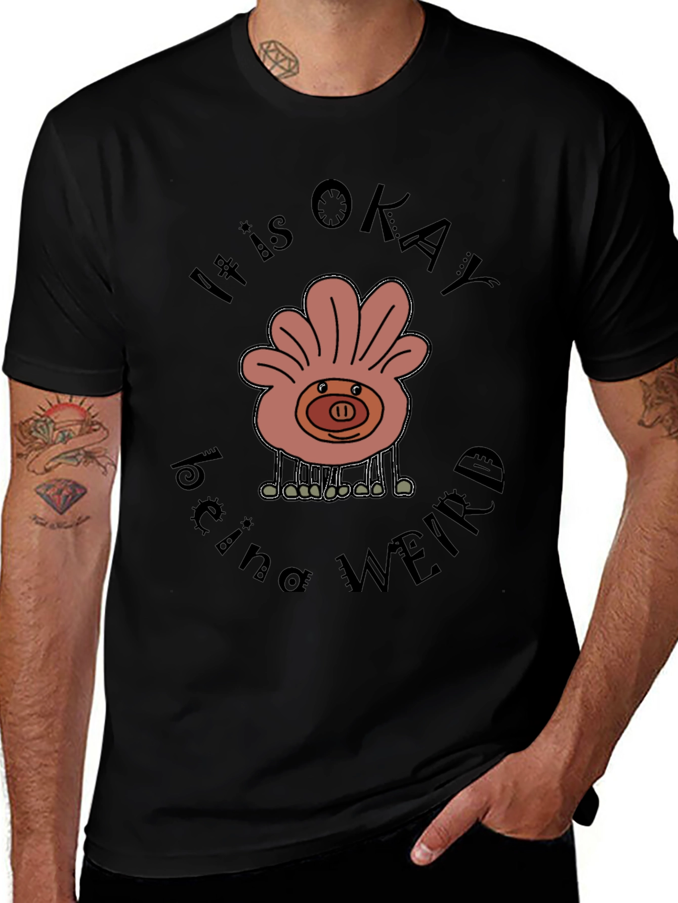 It is Okay Being Weird Black Graphic Tee