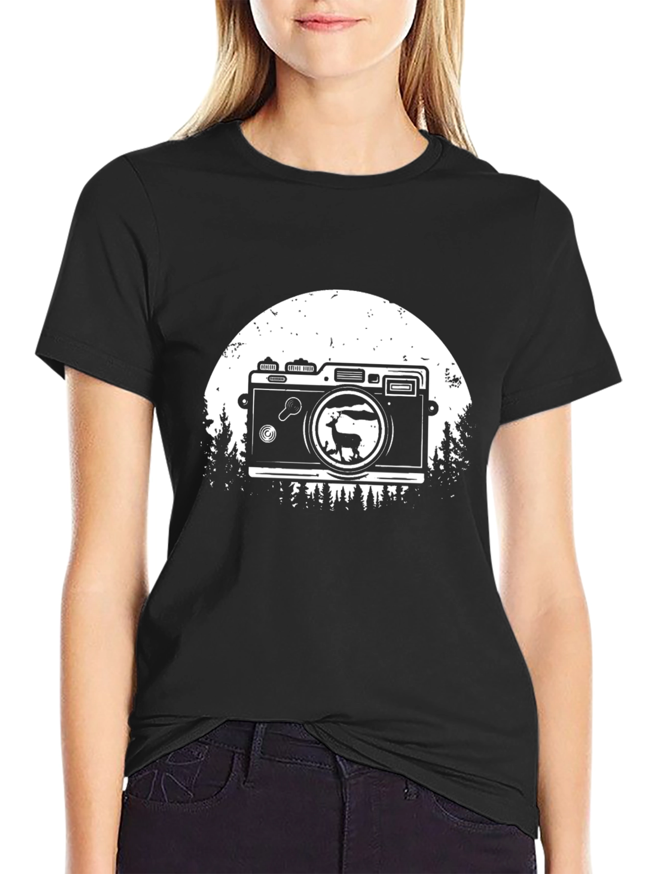 Retro Camera Deer Graphic Tee