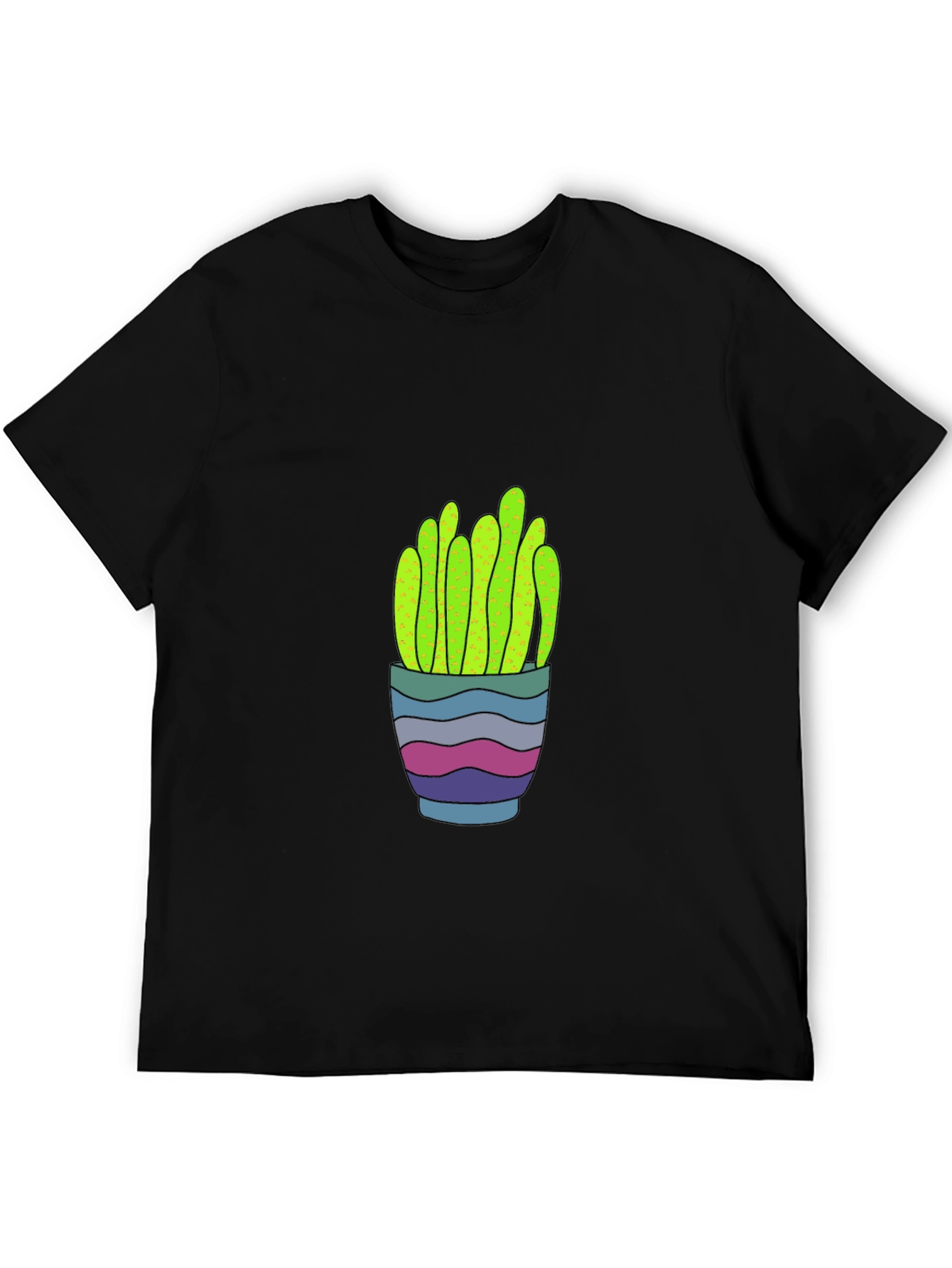 Trendy Cactus Graphic Tee - Black