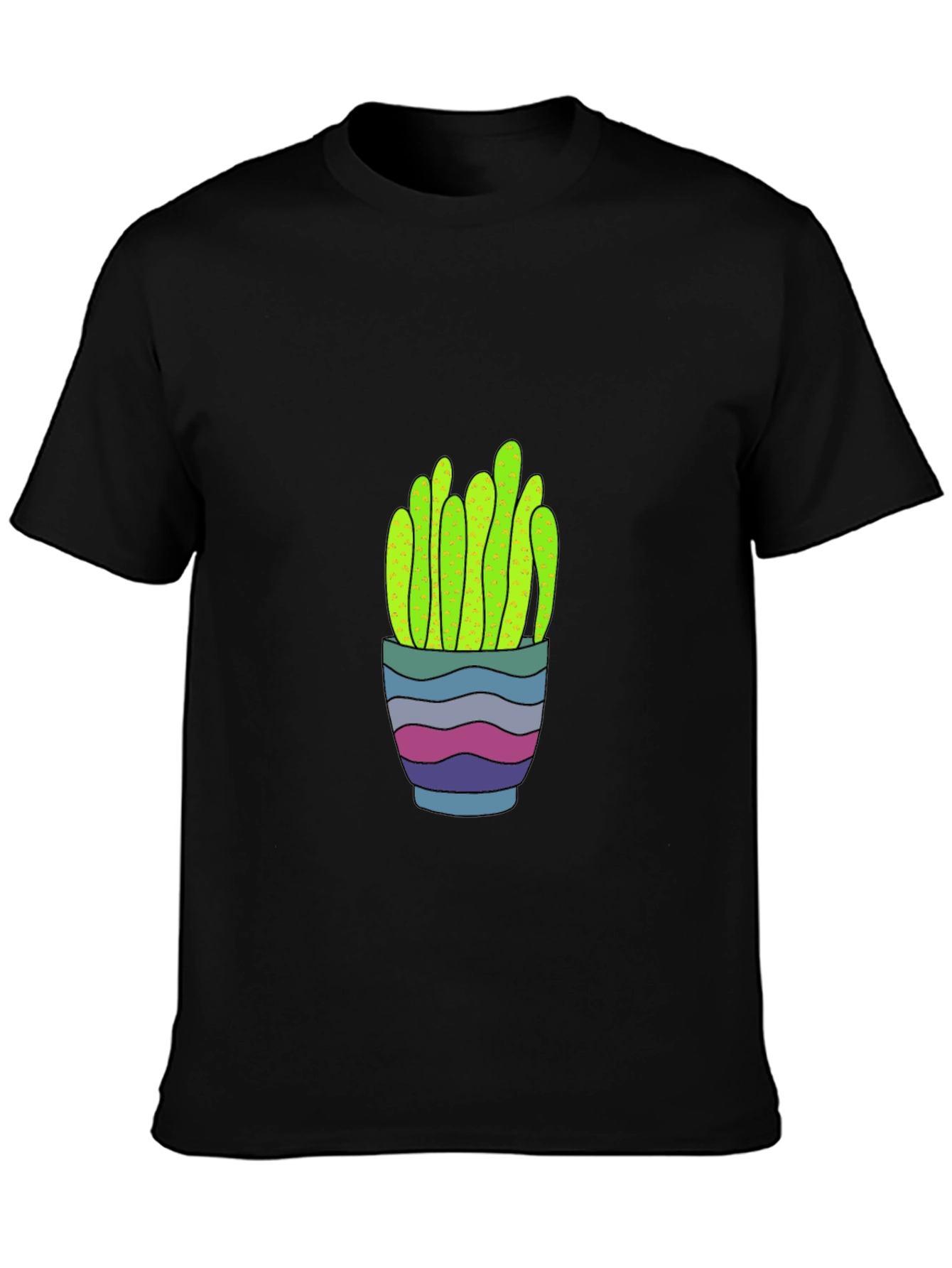 Trendy Cactus Graphic Tee - Black