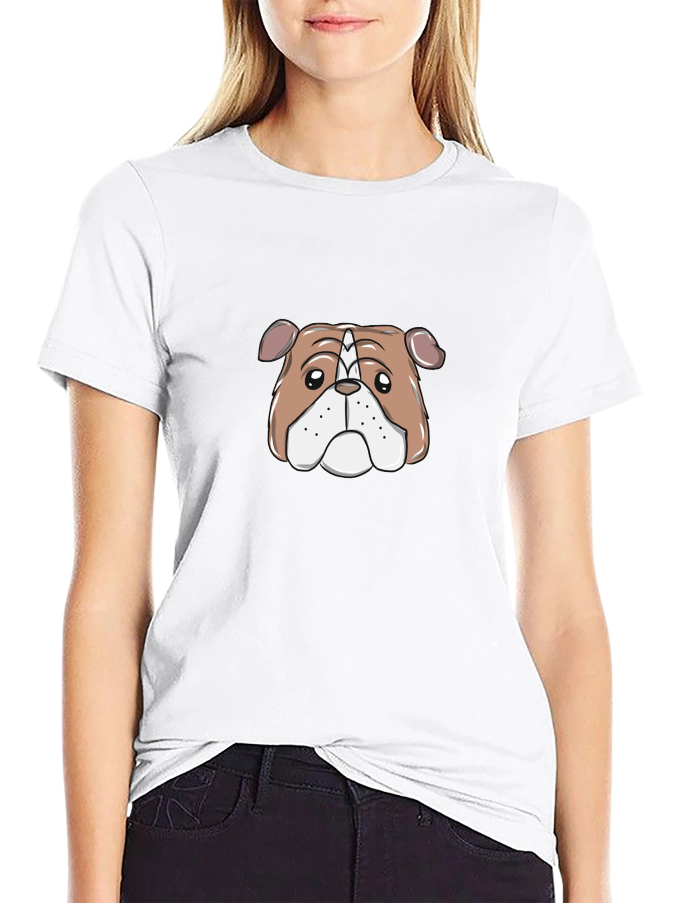 Bulldog Graphic Print Black T-Shirt