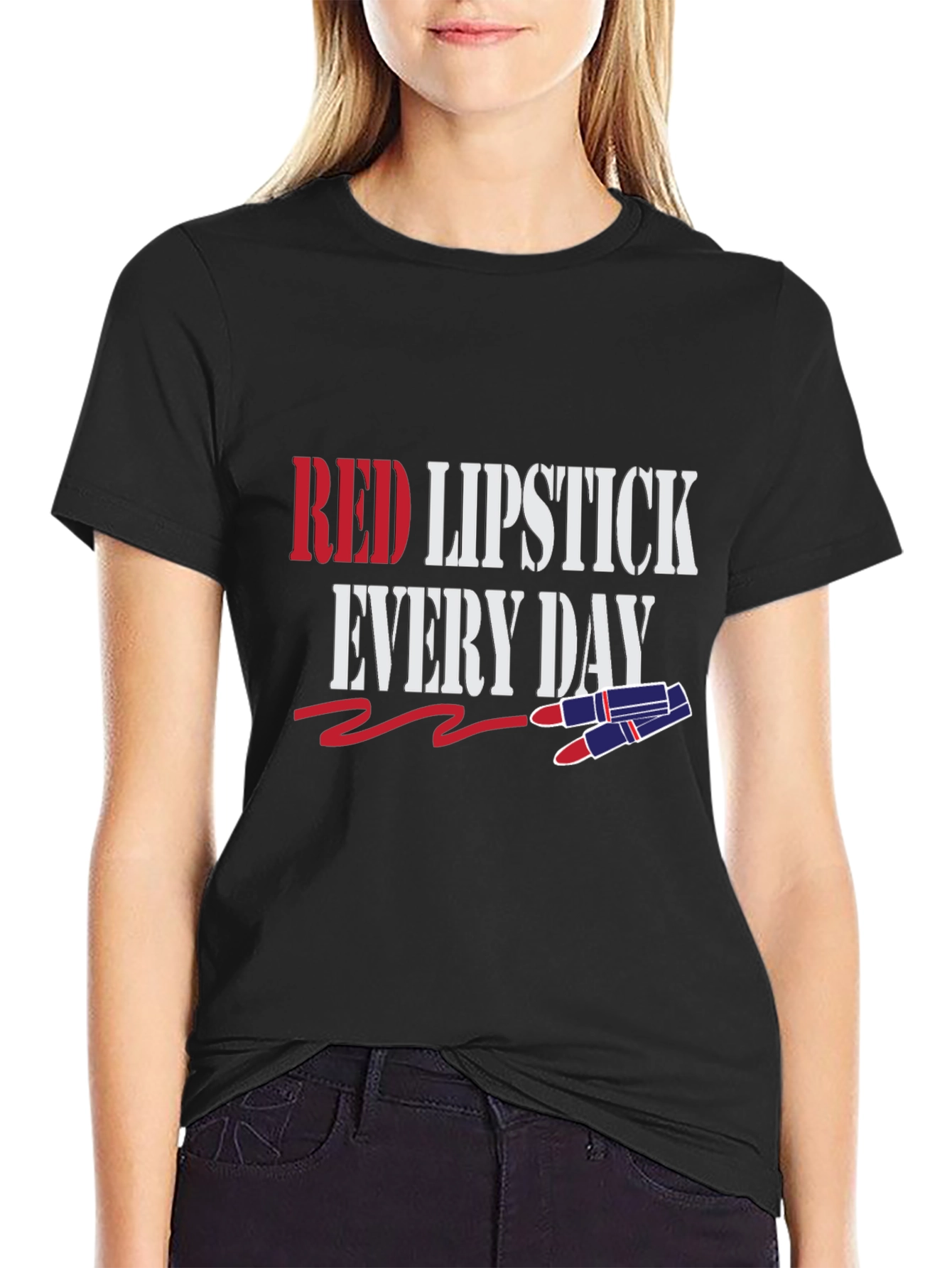 Red Lipstick Everyday Graphic Tee - Stylish Fashion Top