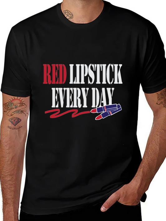 Red Lipstick Everyday Graphic Tee - Stylish Fashion Top