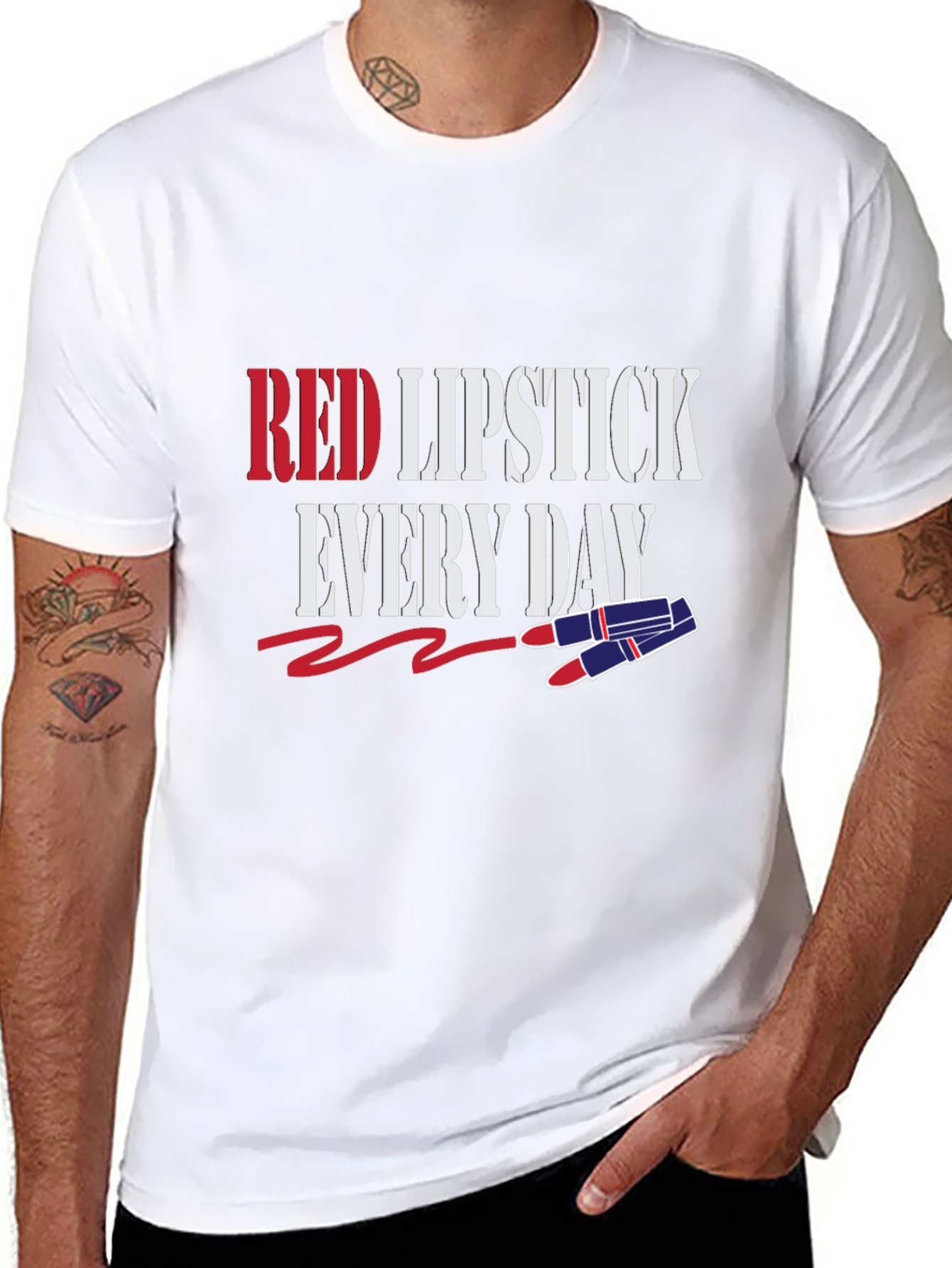Red Lipstick Everyday Graphic Tee - Stylish Fashion Top
