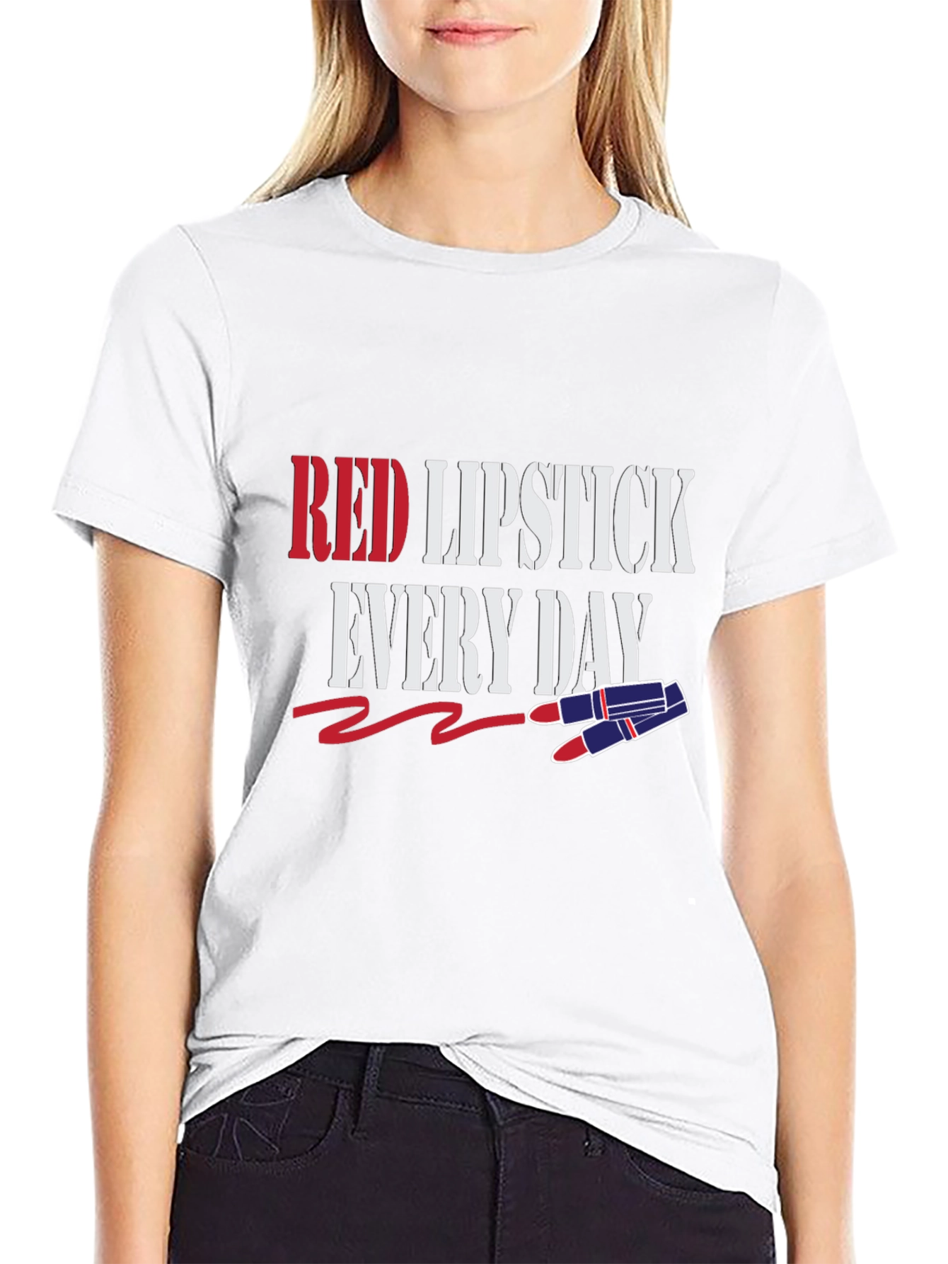 Red Lipstick Everyday Graphic Tee - Stylish Fashion Top