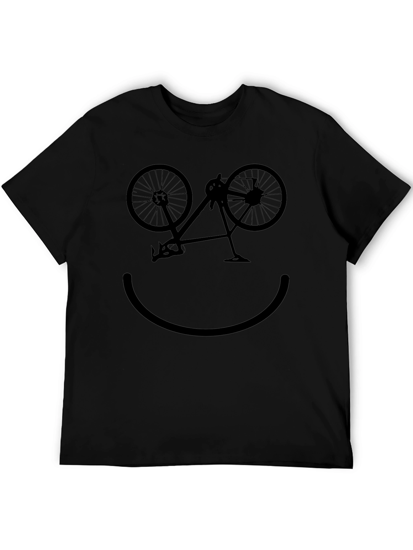 Cycling Smiley Face T-Shirt - Black